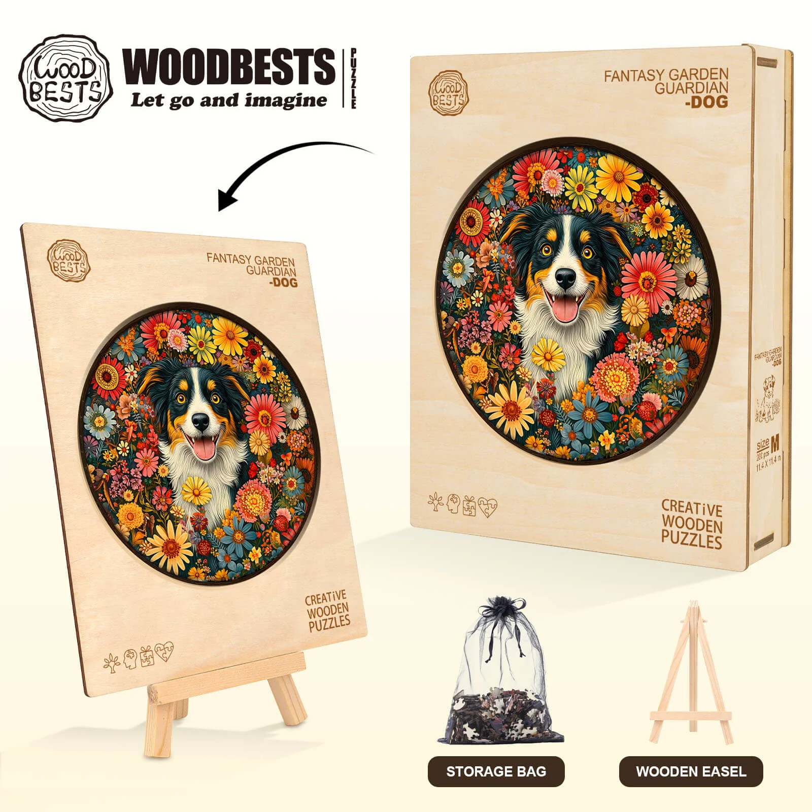 Fantasy Garden Guardian-Dog Wooden Jigsaw Puzzle - Image 6