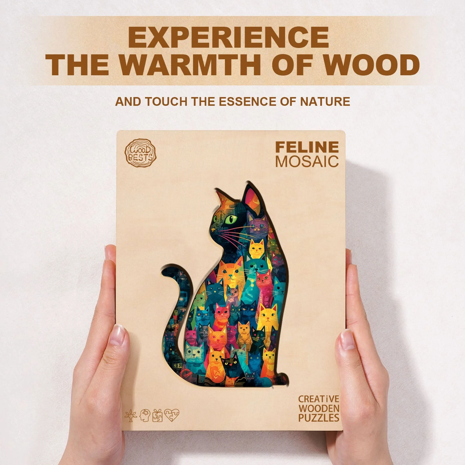Feline Mosaic Wooden Jigsaw Puzzle - Image 3
