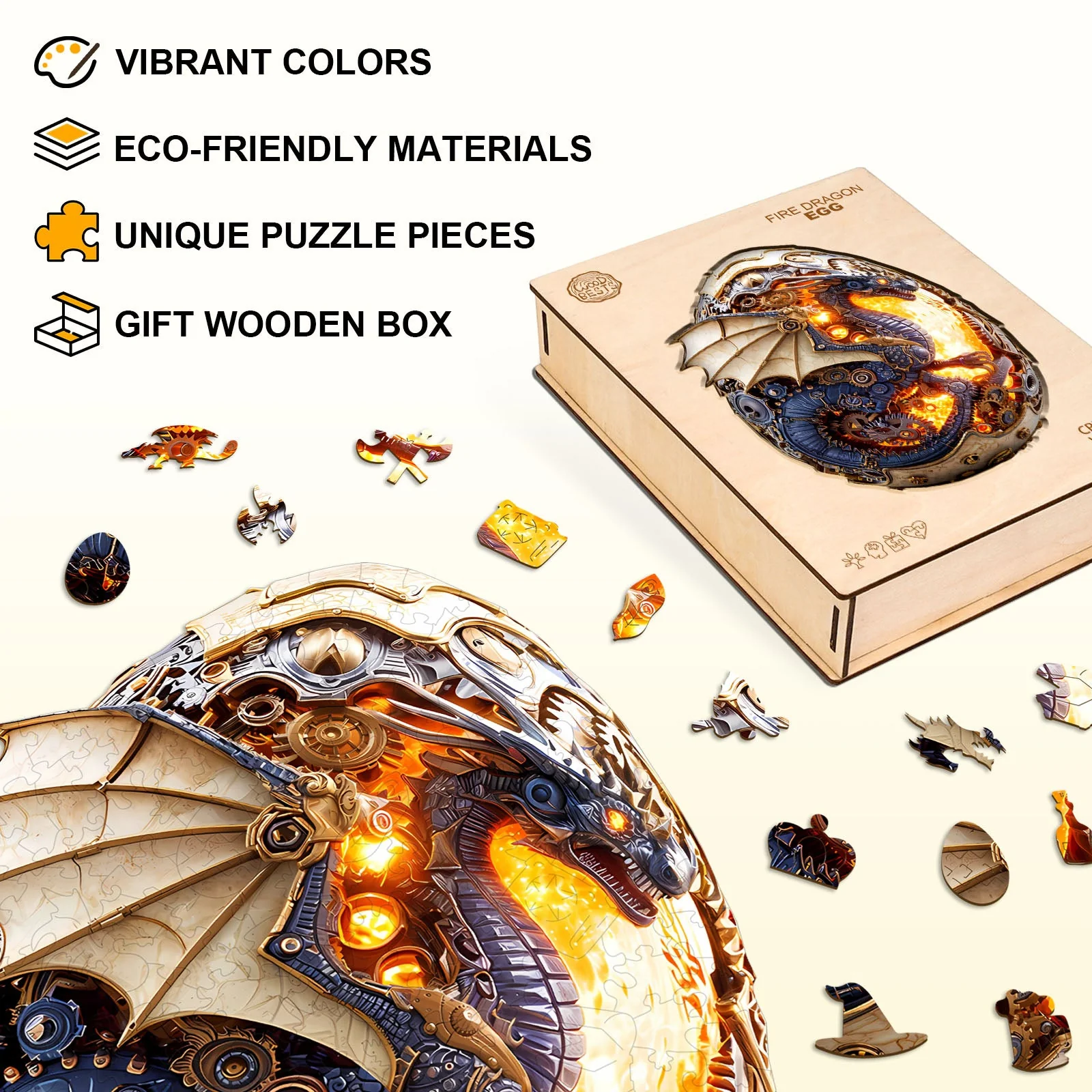 Fire Dragon Egg Wooden Jigsaw Puzzle - Image 7