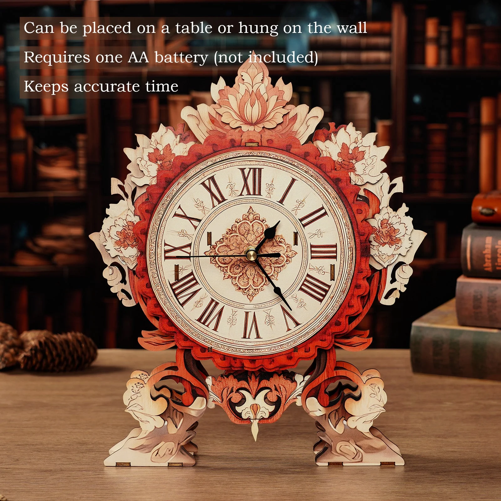 Fire Flame Flower– DIY Wooden Clock, 3D Puzzle Craft Kit