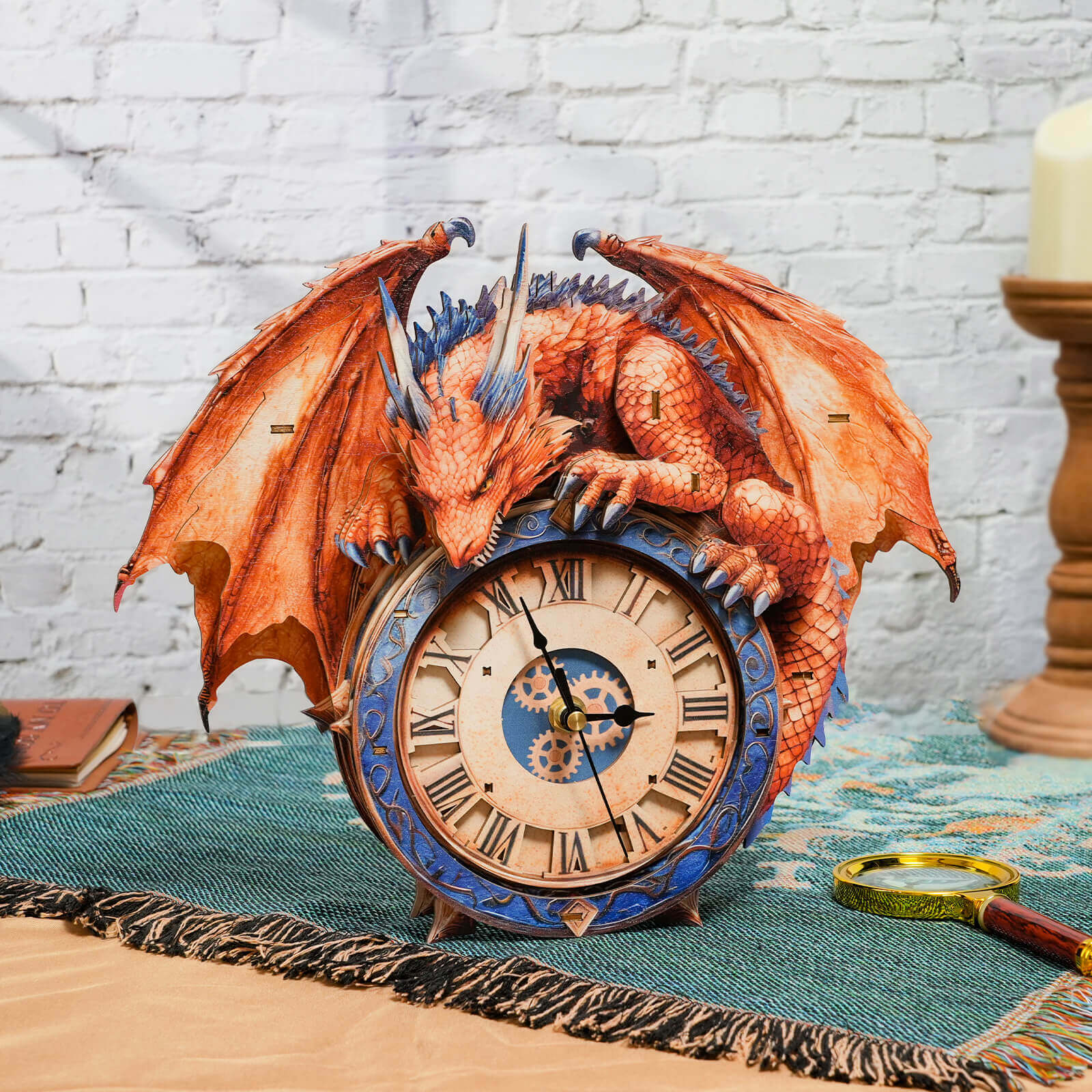 Flame Dragon– DIY Wooden Clock, 3D Puzzle Craft Kit - Image 2