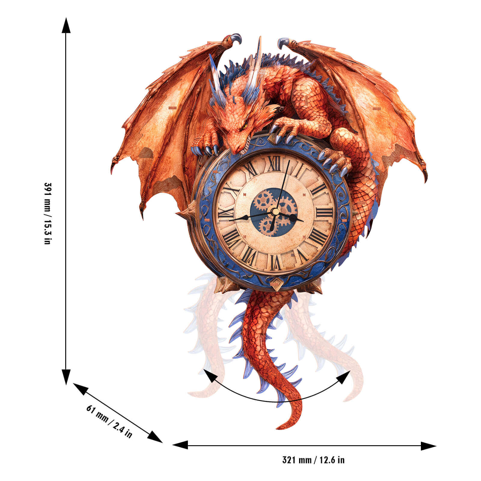 Flame Dragon– DIY Wooden Clock, 3D Puzzle Craft Kit - Image 5