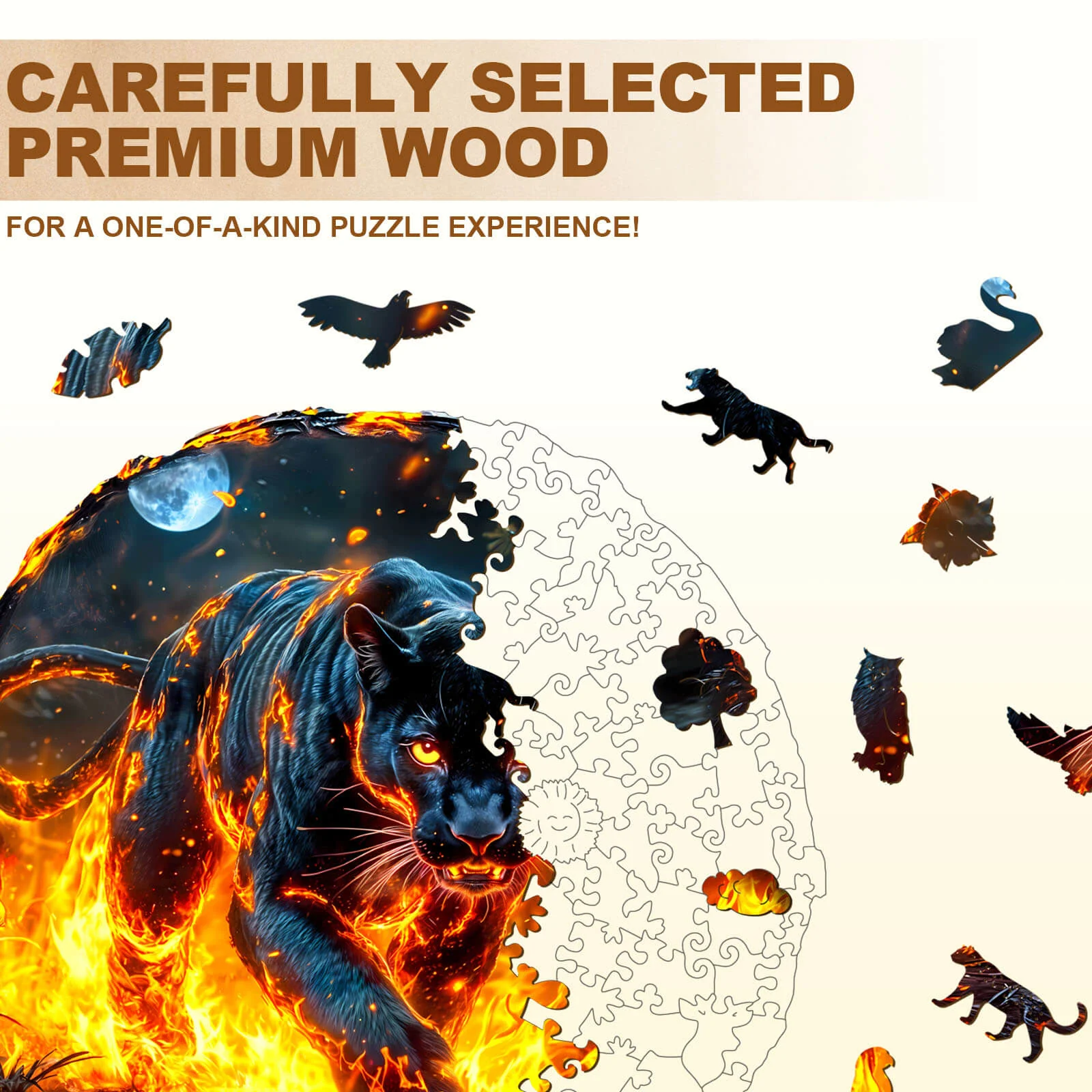 flame panther Wooden Jigsaw Puzzle - Image 2