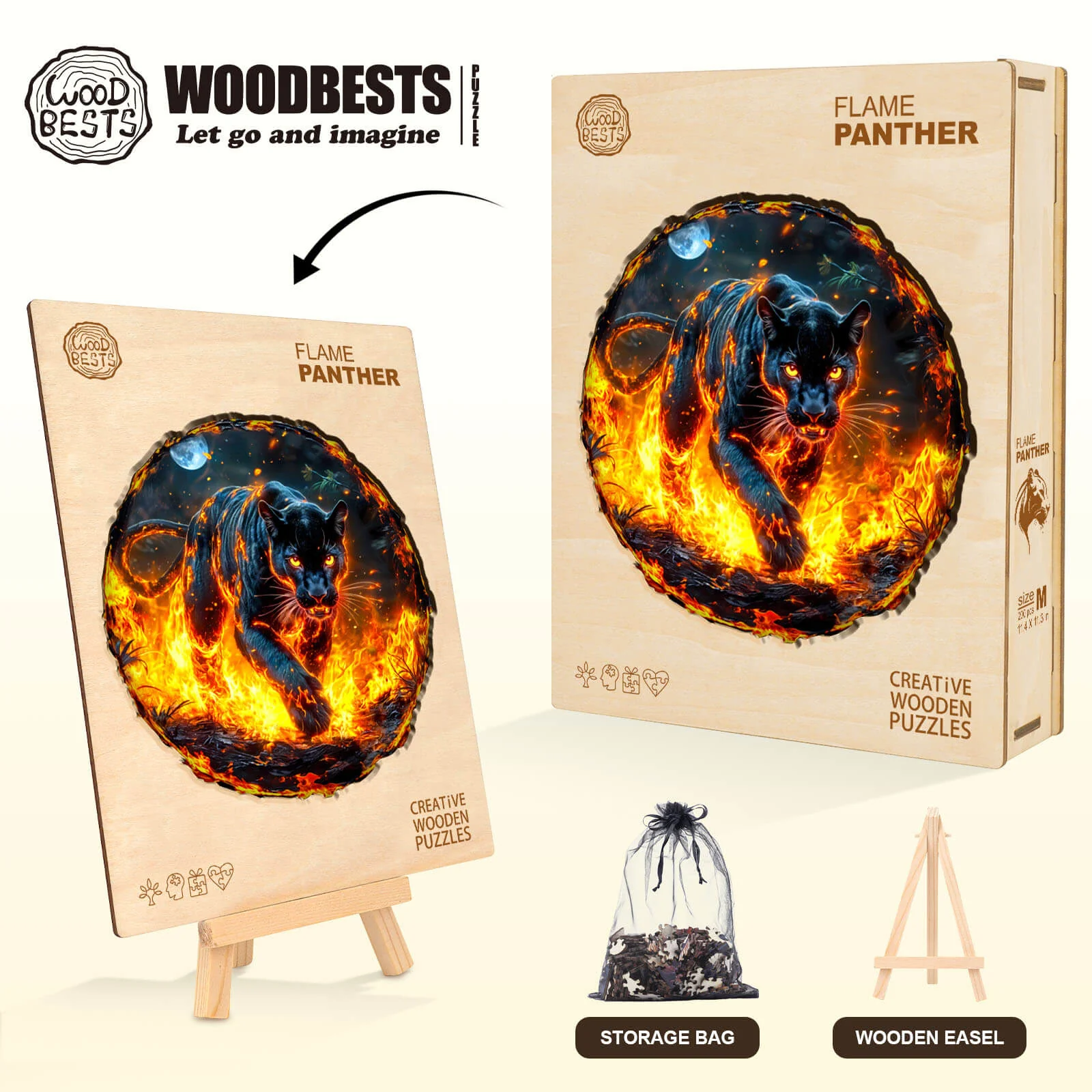 flame panther Wooden Jigsaw Puzzle - Image 6
