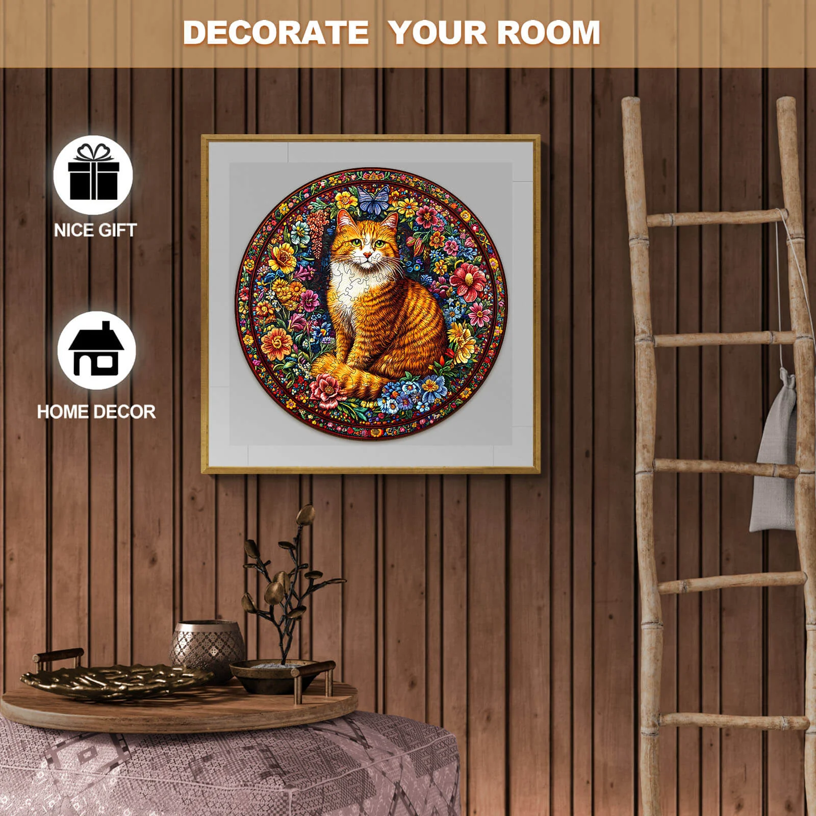 Floral Feline Wooden Jigsaw Puzzle - Image 8
