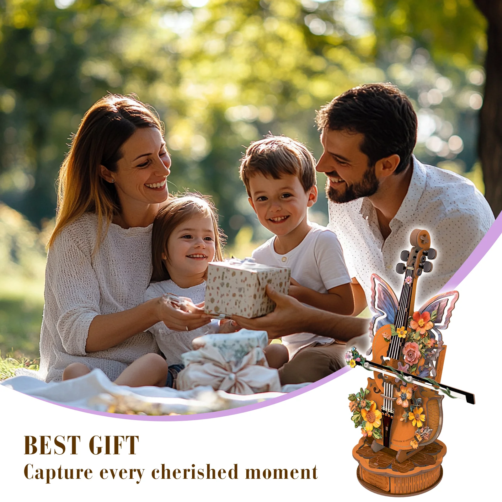 Flower Cello– DIY Wooden Music Box, 3D Puzzle Craft Kit - Image 6