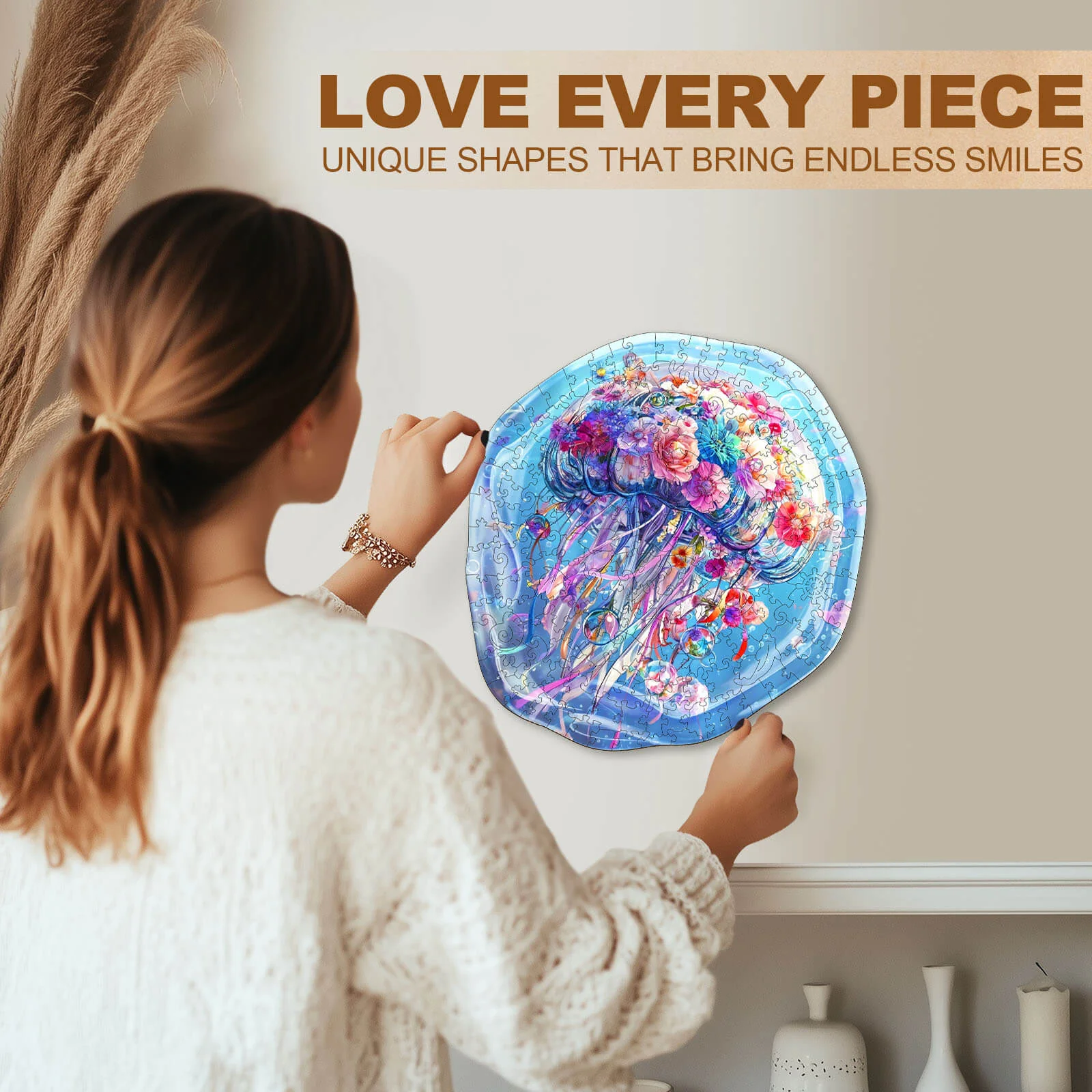 Flower Jellyfish Wooden Jigsaw Puzzle - Image 8