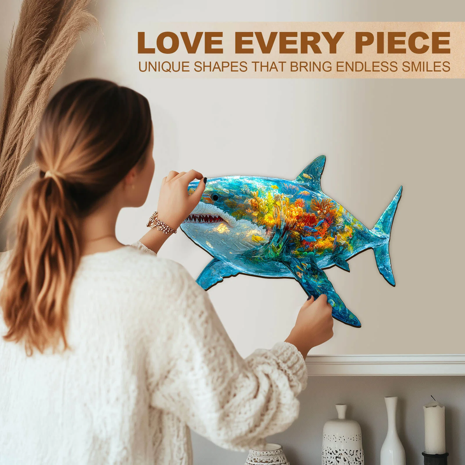 Flower shark Wooden Jigsaw Puzzle - Image 10