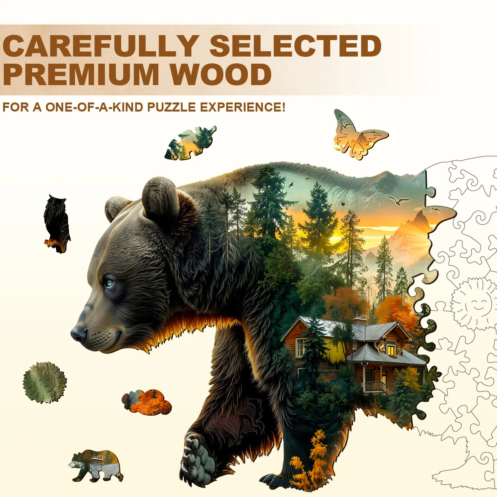 Forest Bear Wooden Jigsaw Puzzle - Image 2
