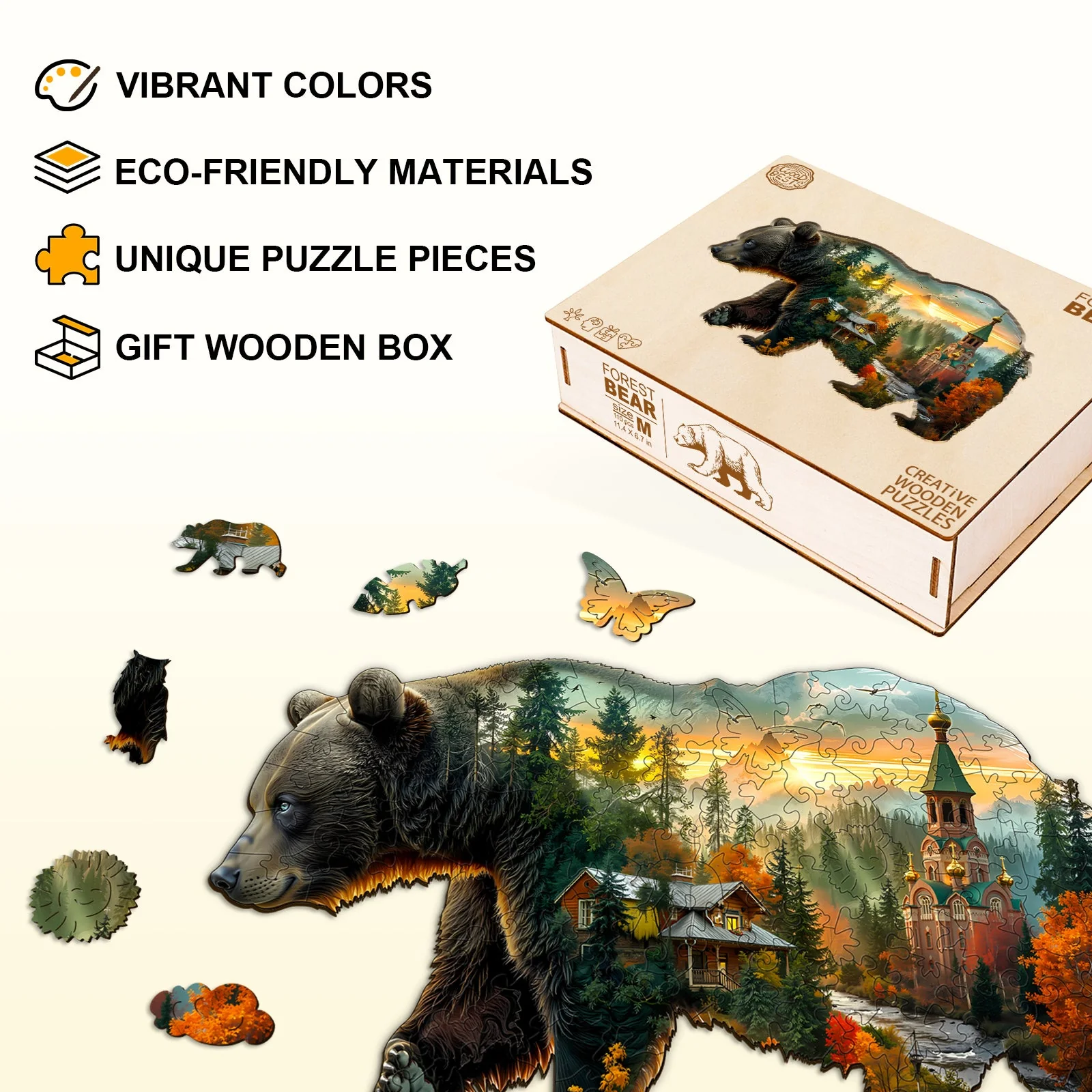 Forest Bear Wooden Jigsaw Puzzle - Image 7