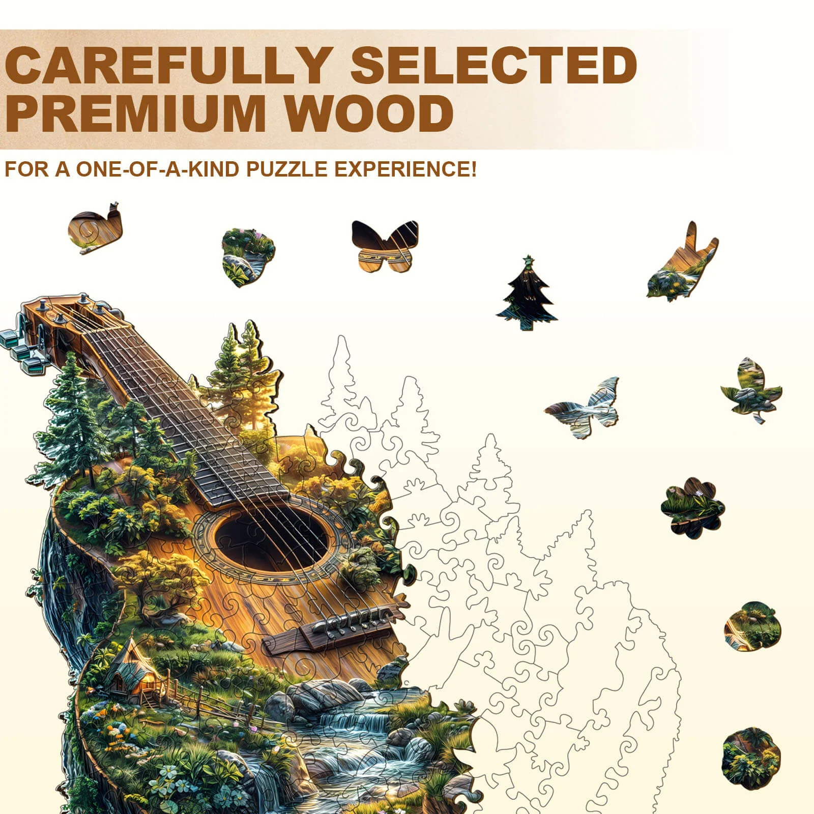 Forest guitar Wooden Jigsaw Puzzle - Image 3