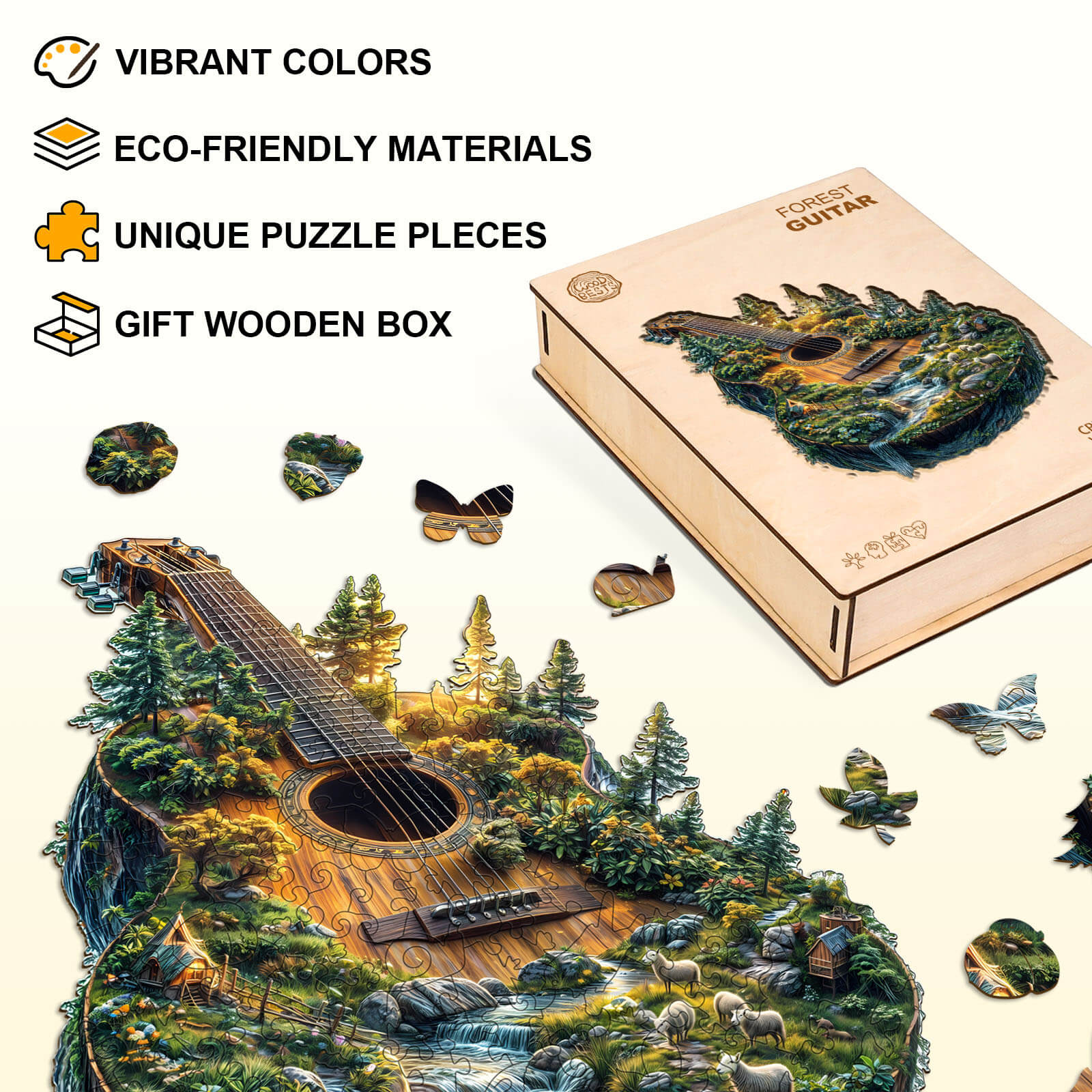 Forest guitar Wooden Jigsaw Puzzle - Image 4