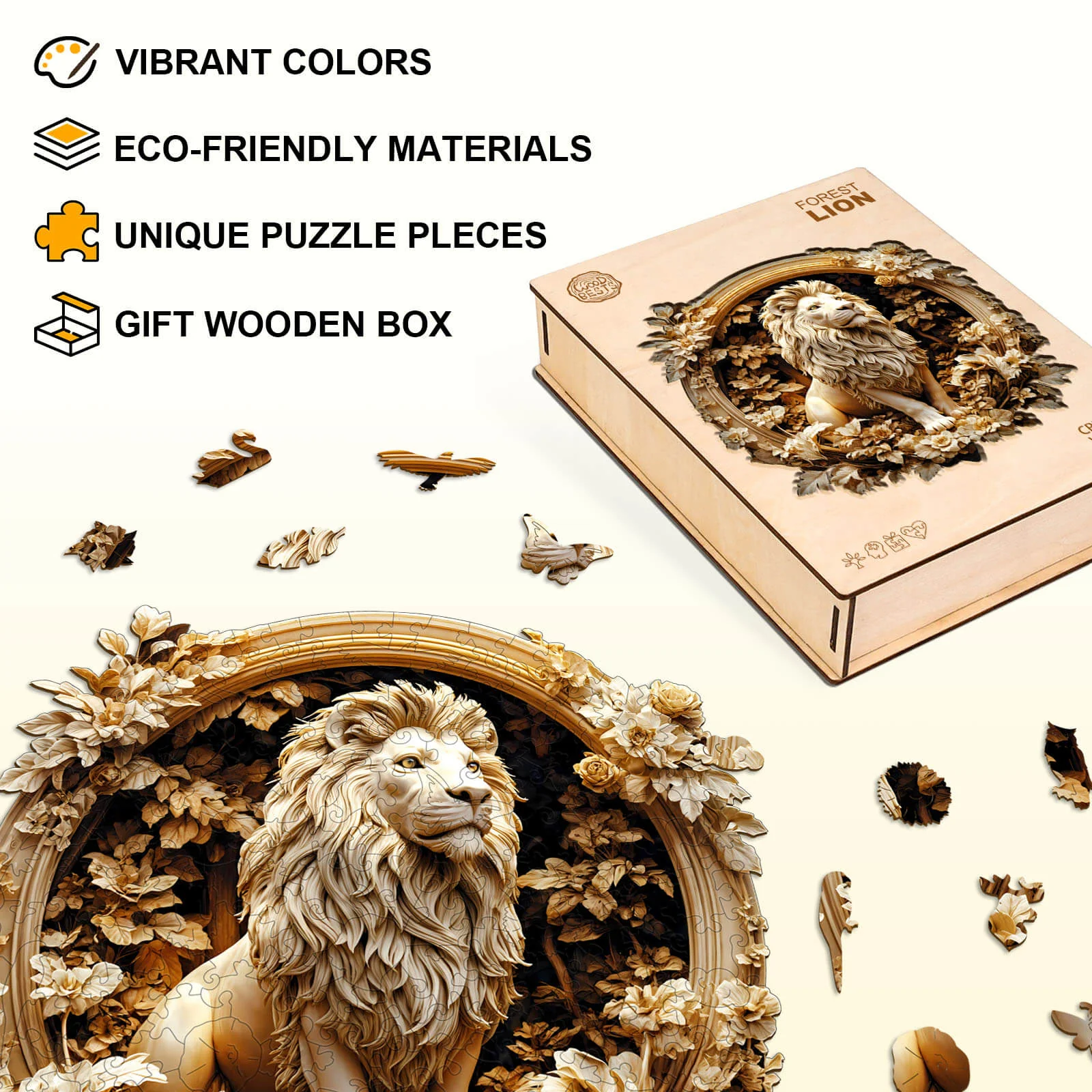 Forest lion Wooden Jigsaw Puzzle - Image 4