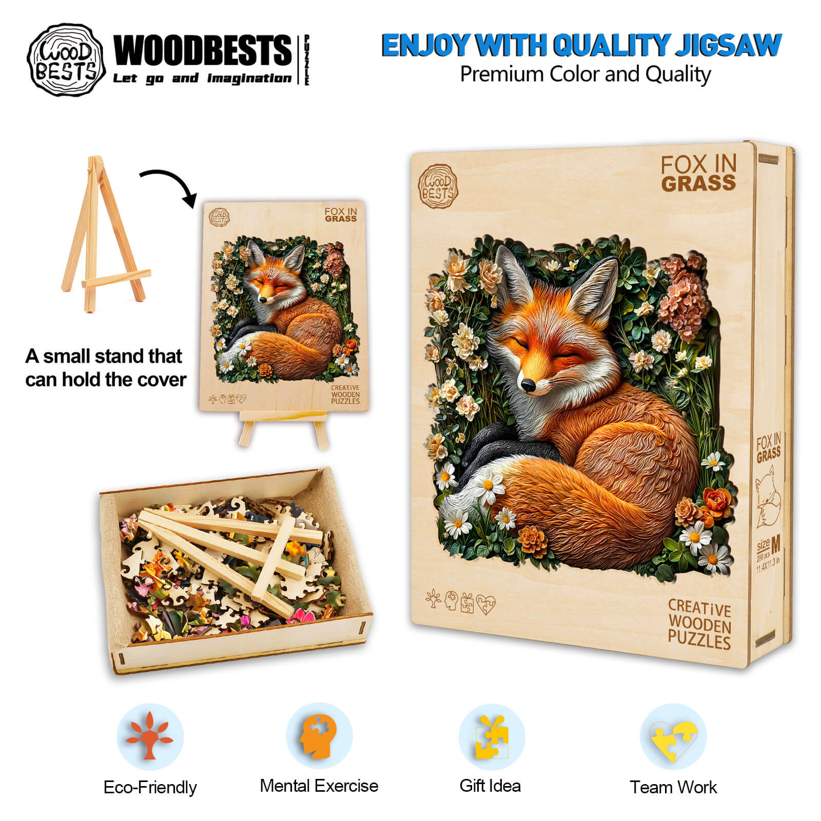 fox in grass Wooden Jigsaw Puzzle - Image 6
