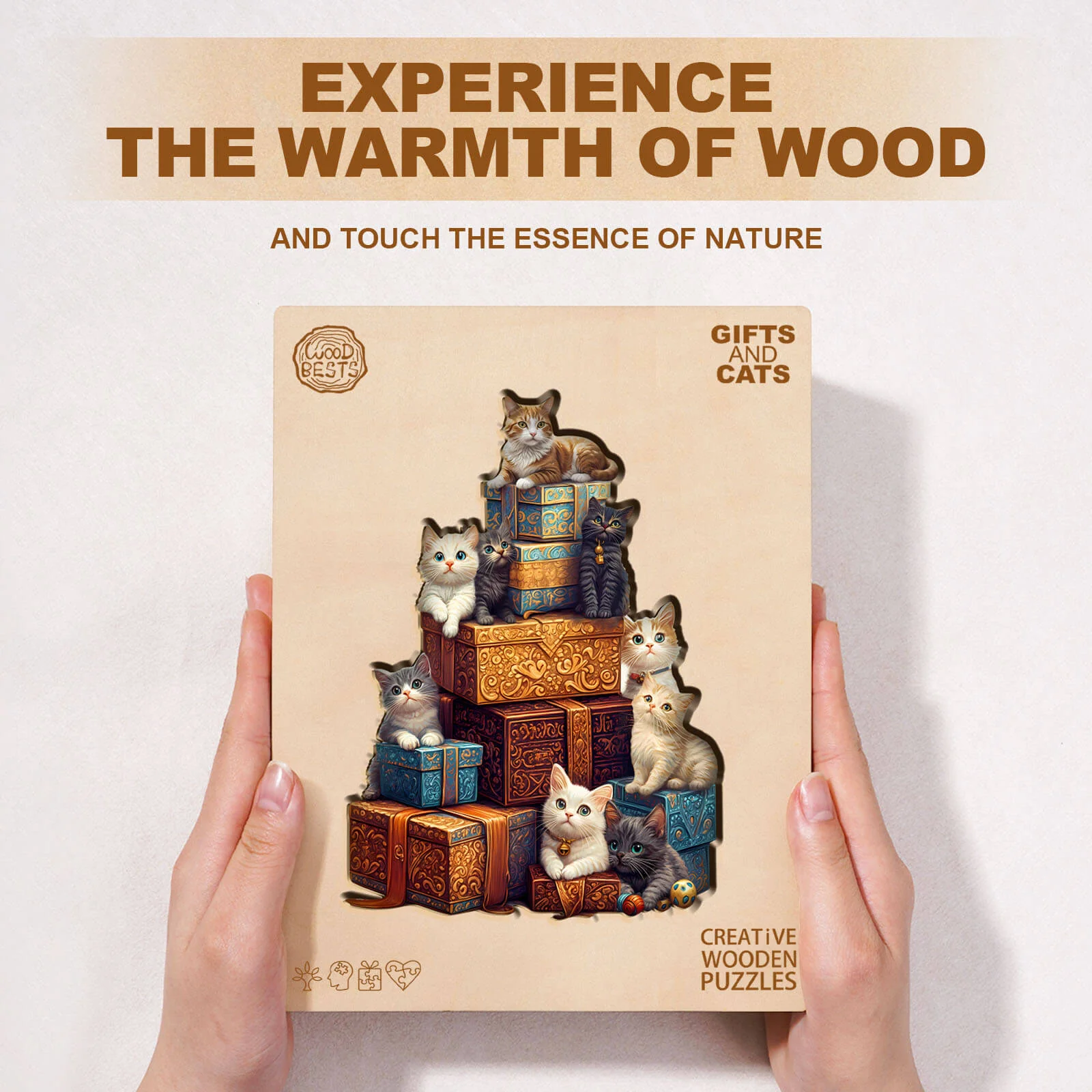 Gifts and cats Wooden Jigsaw Puzzle - Image 3