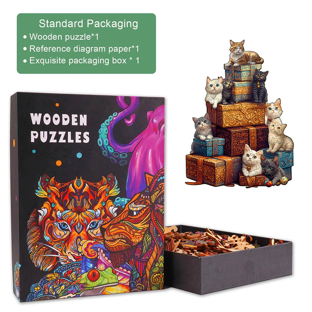 Gifts and cats Wooden Jigsaw Puzzle - Image 5