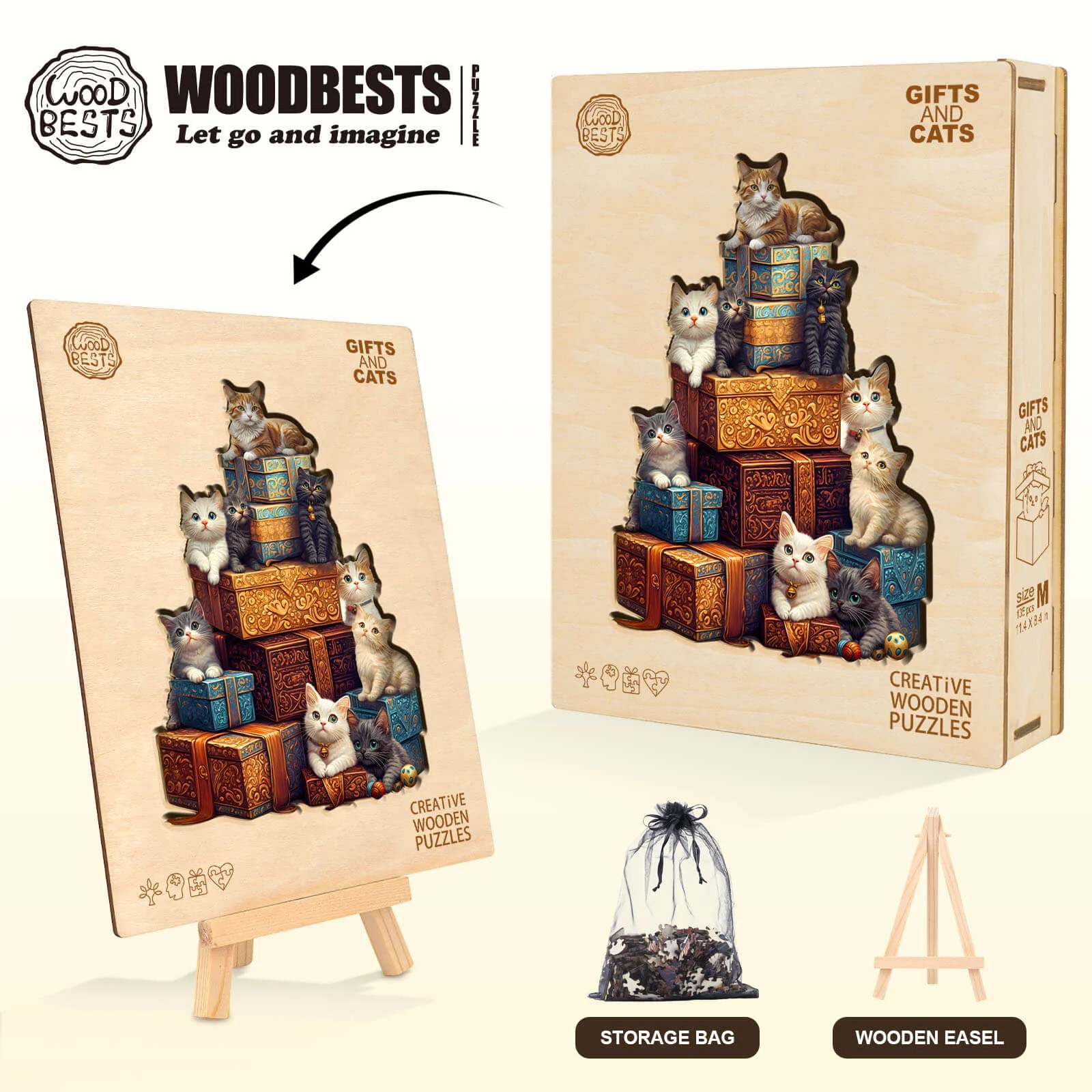 Gifts and cats Wooden Jigsaw Puzzle - Image 6