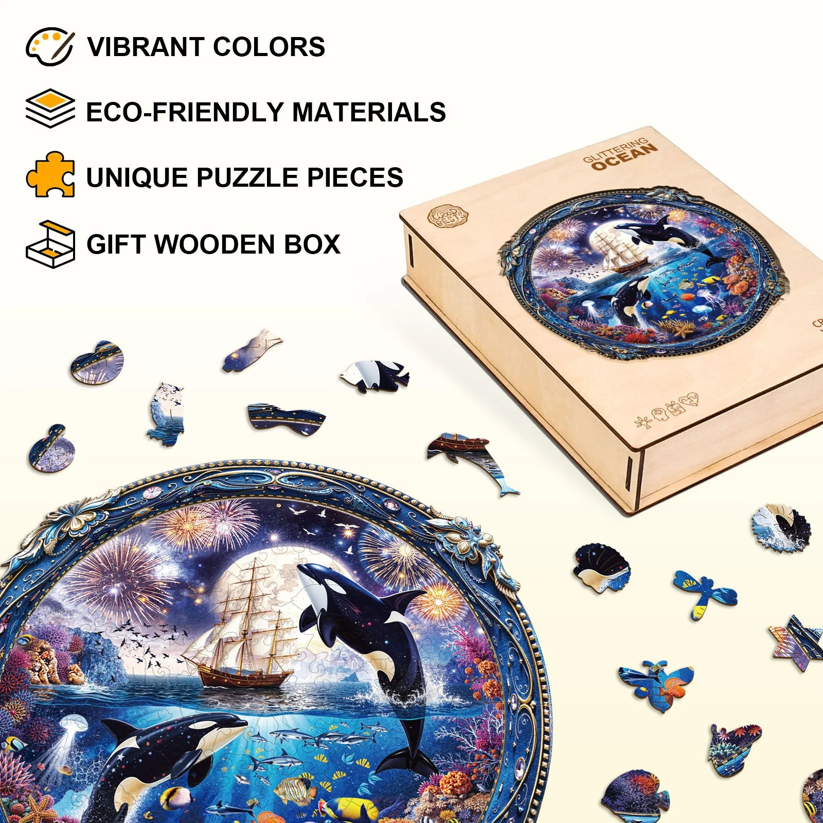 Glittering Ocean Wooden Jigsaw Puzzle - Image 6