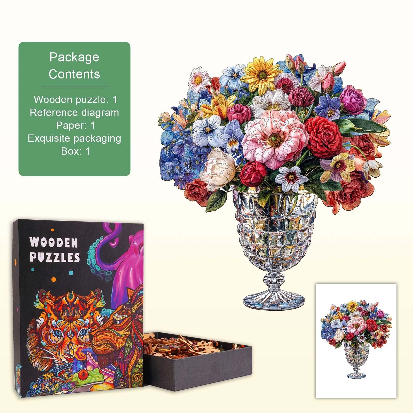Goblet Bouquet Wooden Jigsaw Puzzle - Image 3