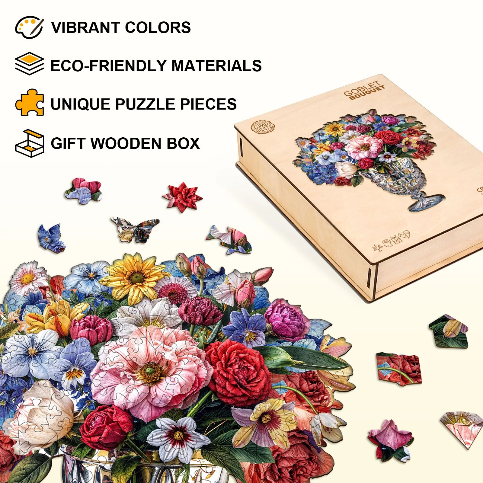 Goblet Bouquet Wooden Jigsaw Puzzle - Image 5