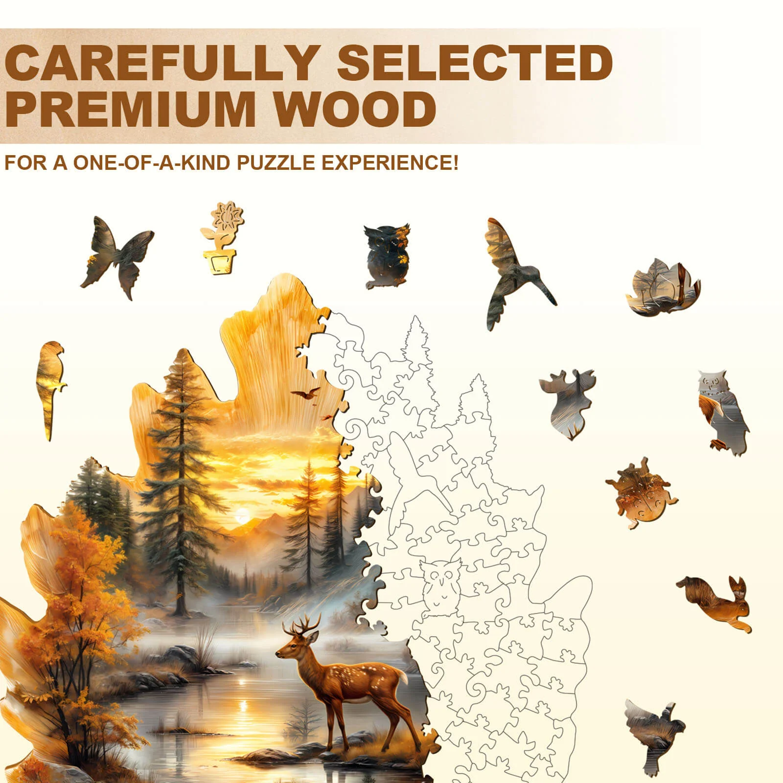 Golden Hoofprint Wooden Jigsaw Puzzle - Image 2