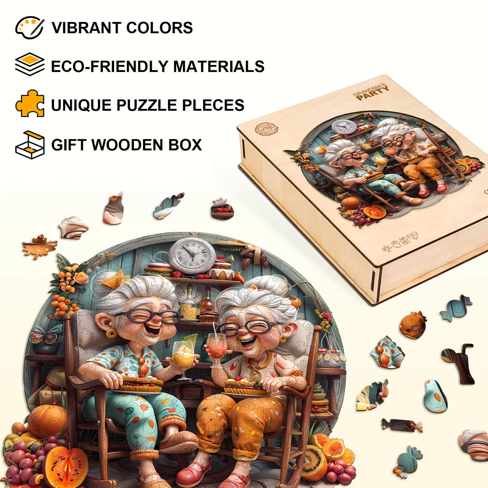 Grandma's Party Wooden Jigsaw Puzzle - Image 4