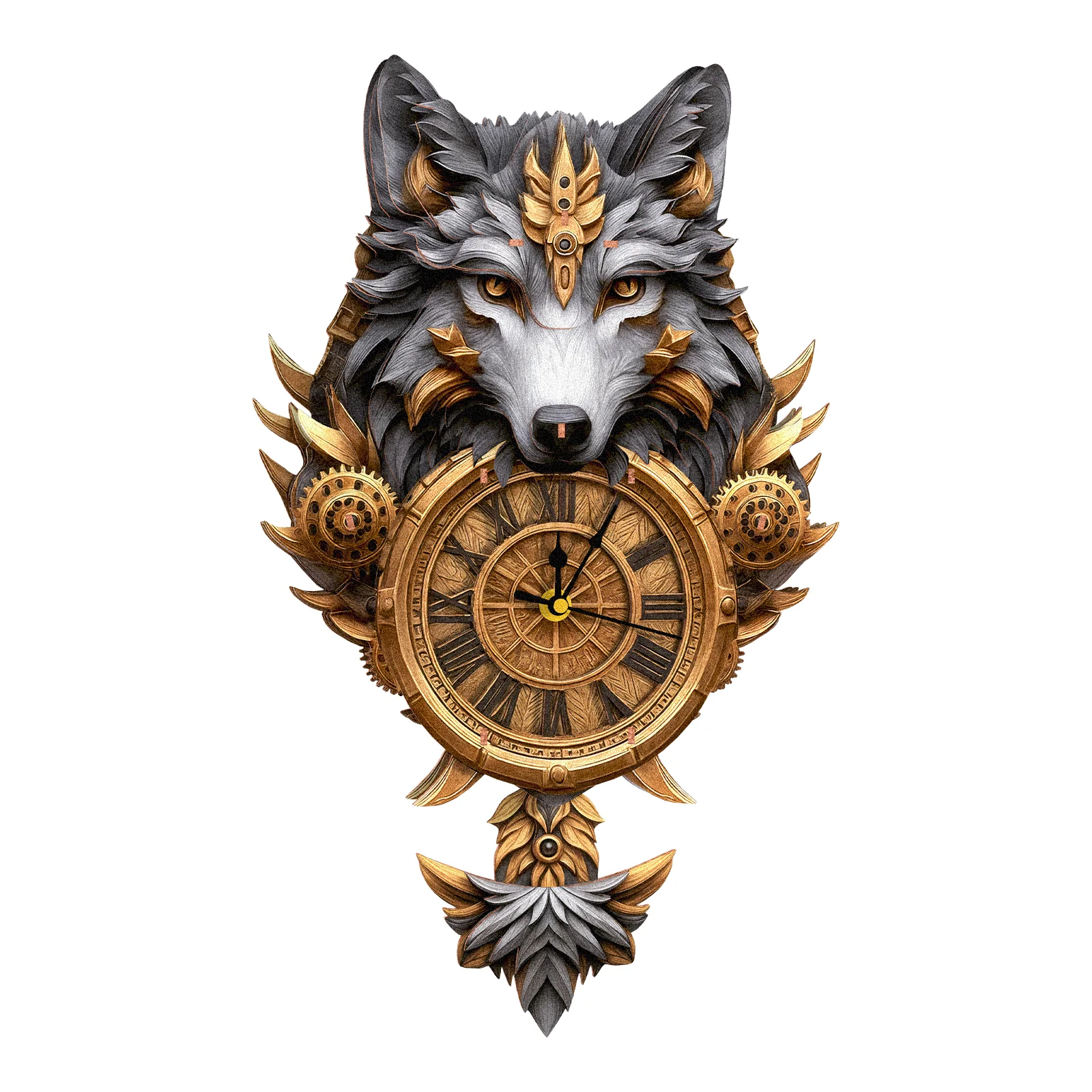 Gray Wolf– DIY Wooden Clock, 3D Puzzle Craft Kit - Image 5