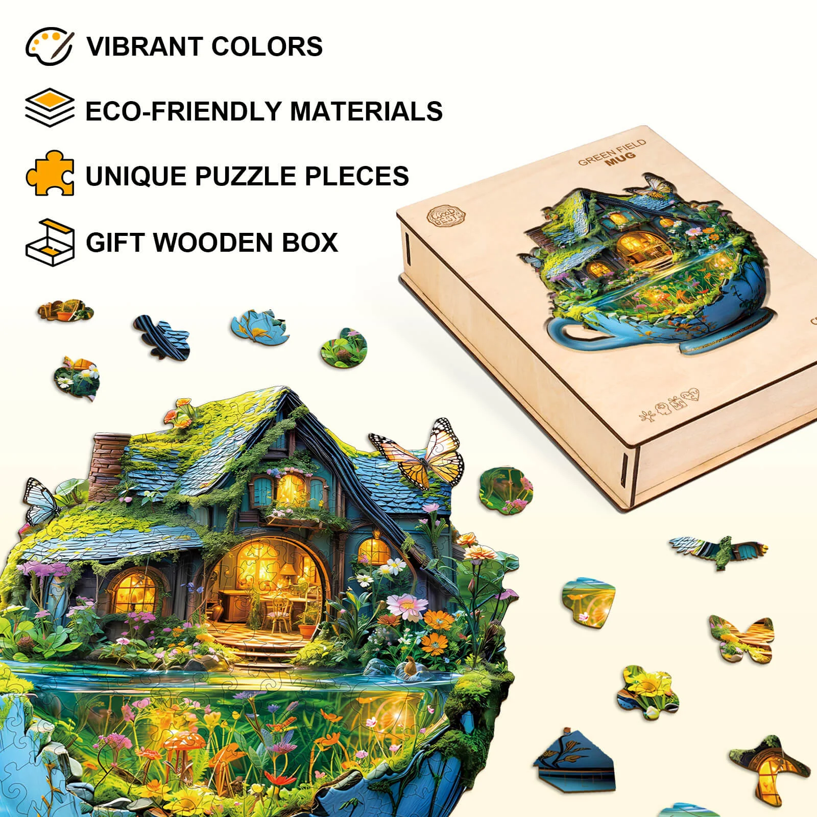 green Field mug Wooden Jigsaw Puzzle - Image 5