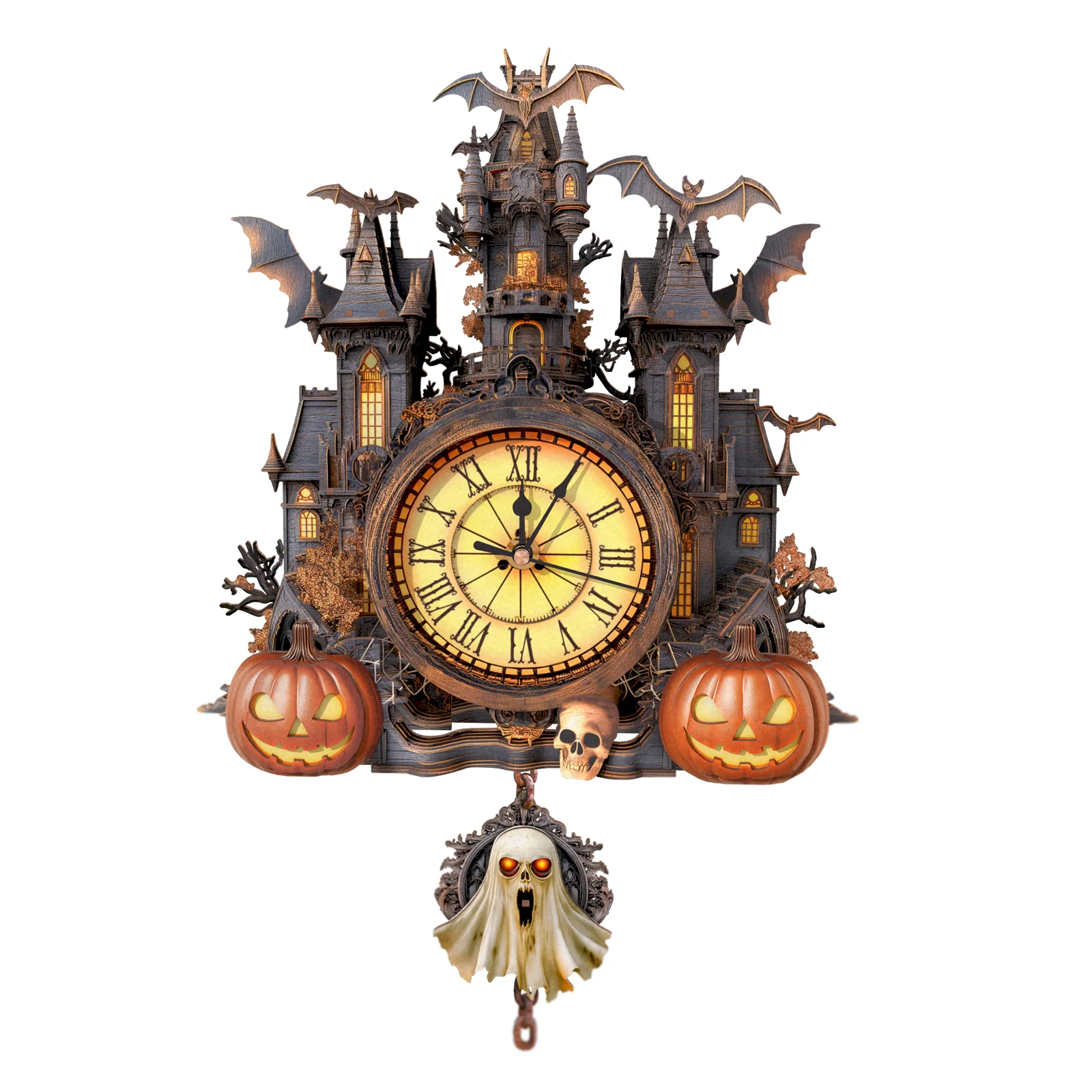 Halloween Castle-DIY Wooden Clock, 3D Puzzle Craft Kit - Image 2