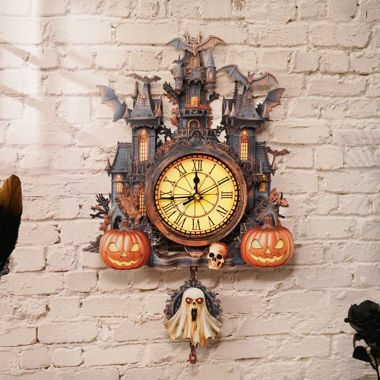 Halloween Castle-DIY Wooden Clock, 3D Puzzle Craft Kit - Image 4