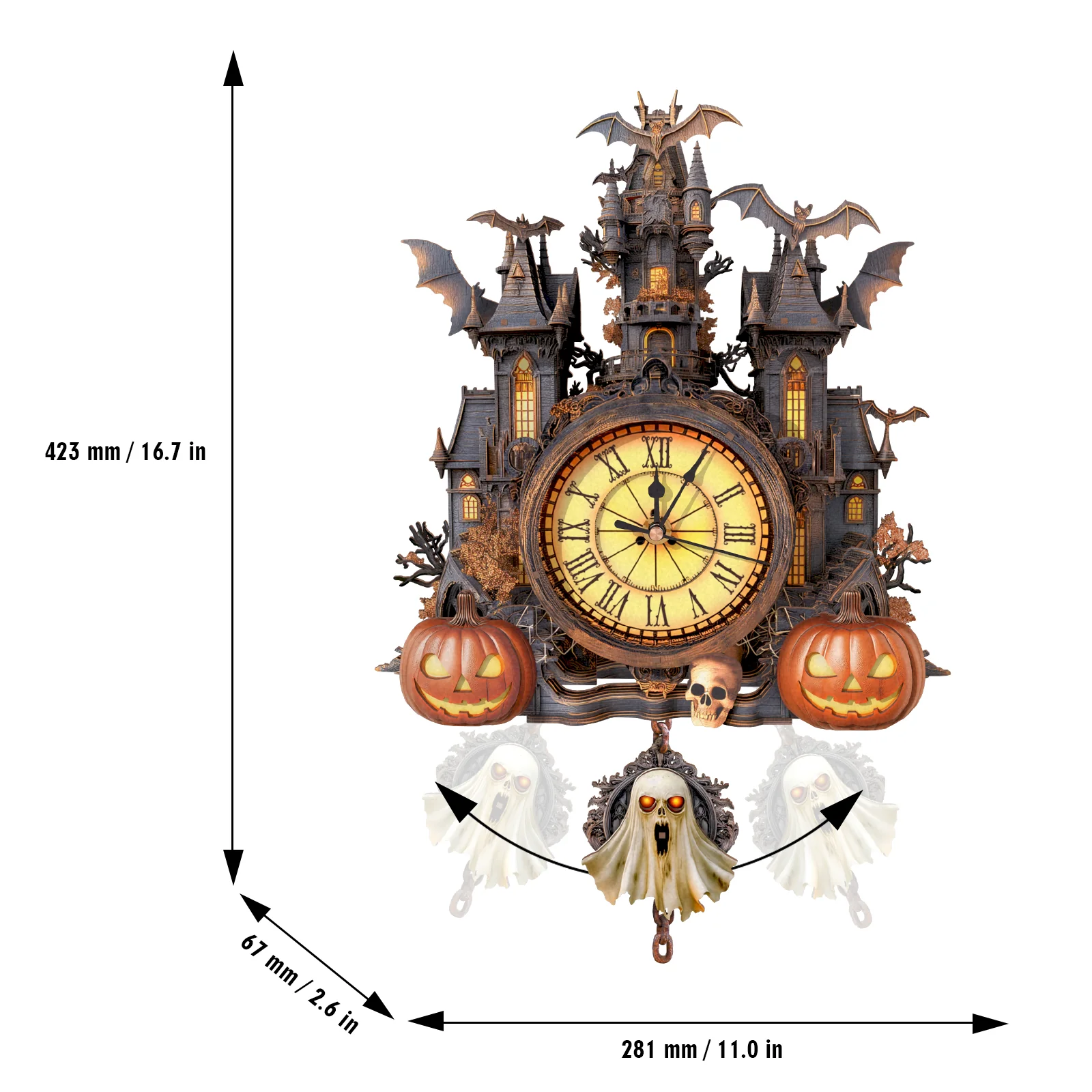 Halloween Castle-DIY Wooden Clock, 3D Puzzle Craft Kit - Image 5