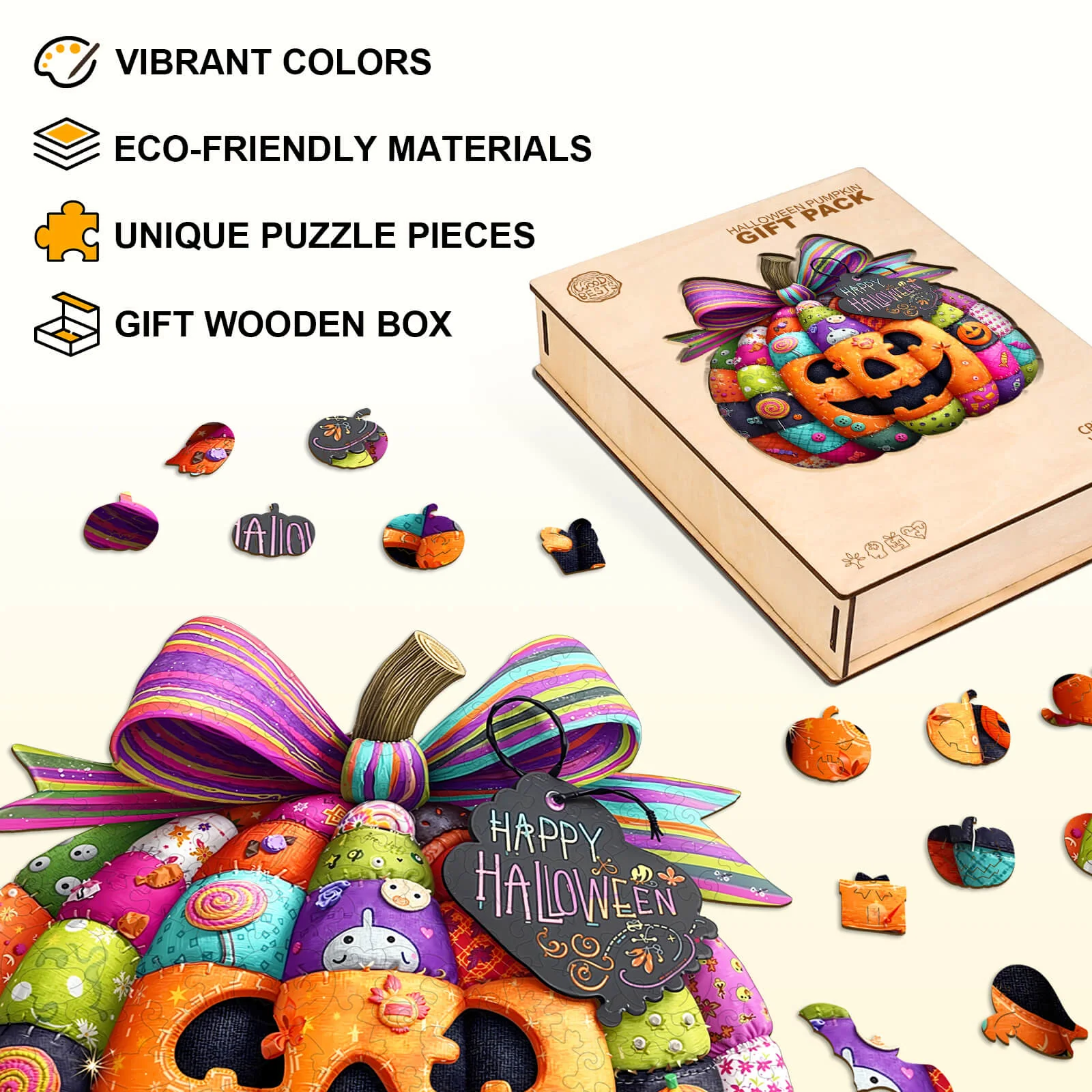 Halloween Pumpkin Gift Pack Wooden Jigsaw Puzzle - Image 7