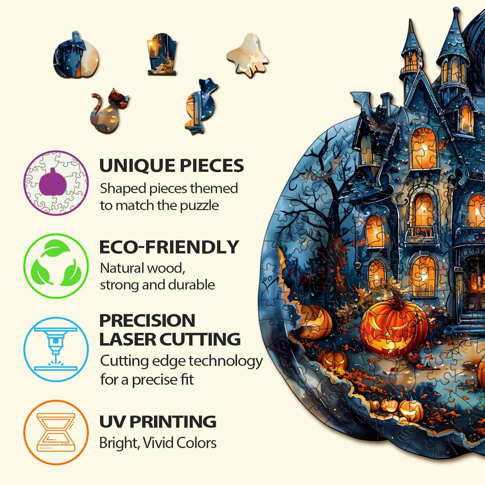 Halloween Pumpkin Wooden Jigsaw Puzzle - Image 4