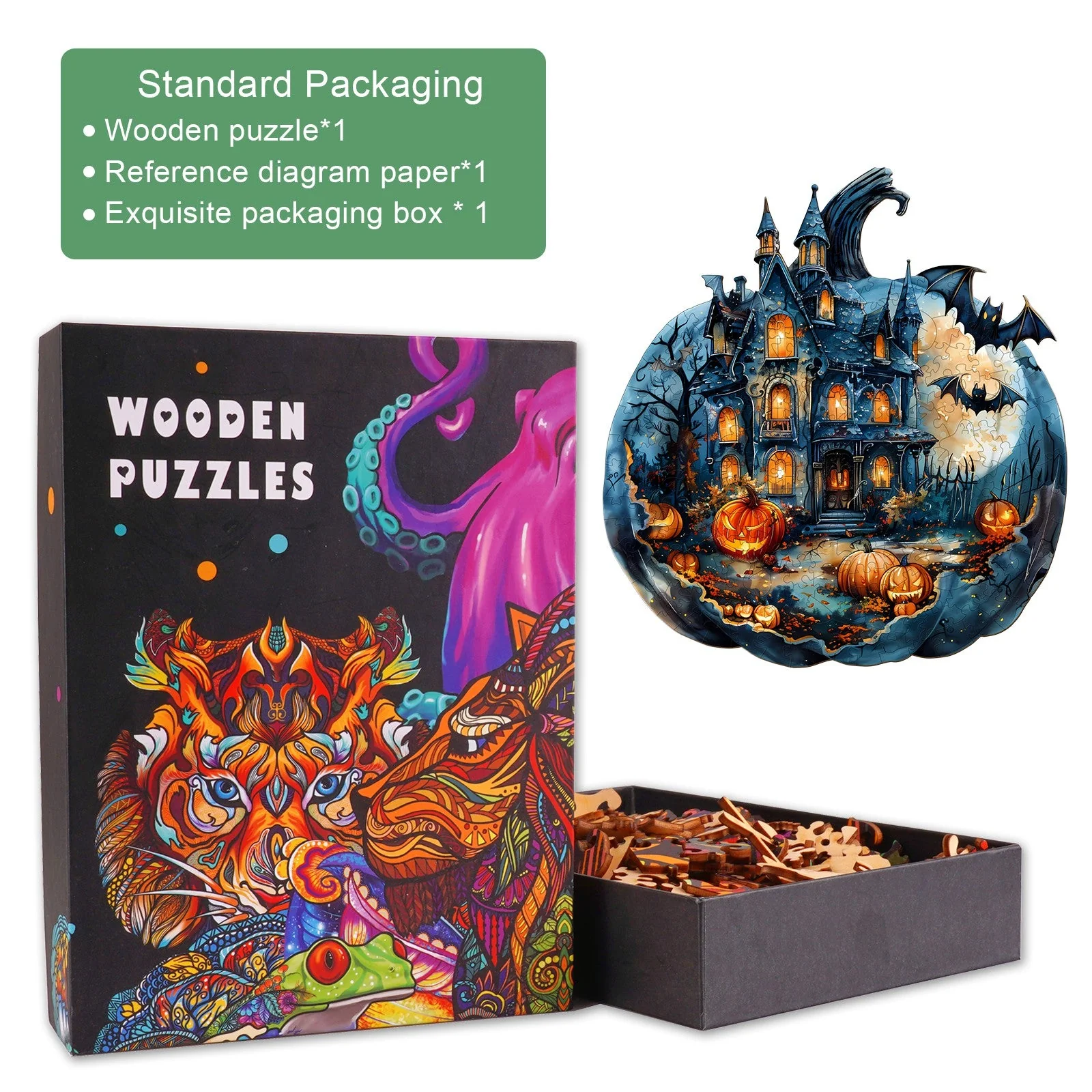Halloween Pumpkin Wooden Jigsaw Puzzle - Image 5