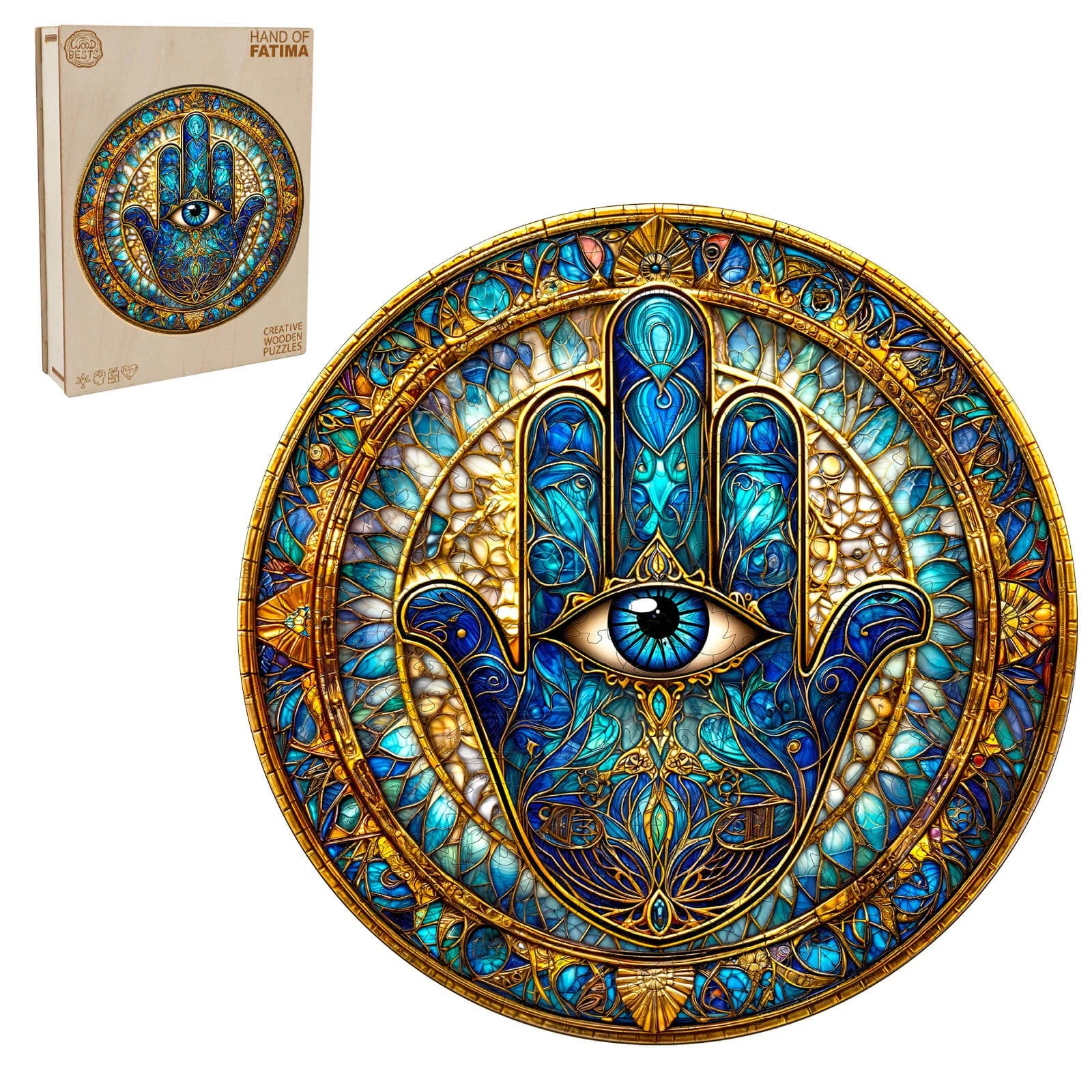 Hand of Fatima Wooden Jigsaw Puzzle - Image 3
