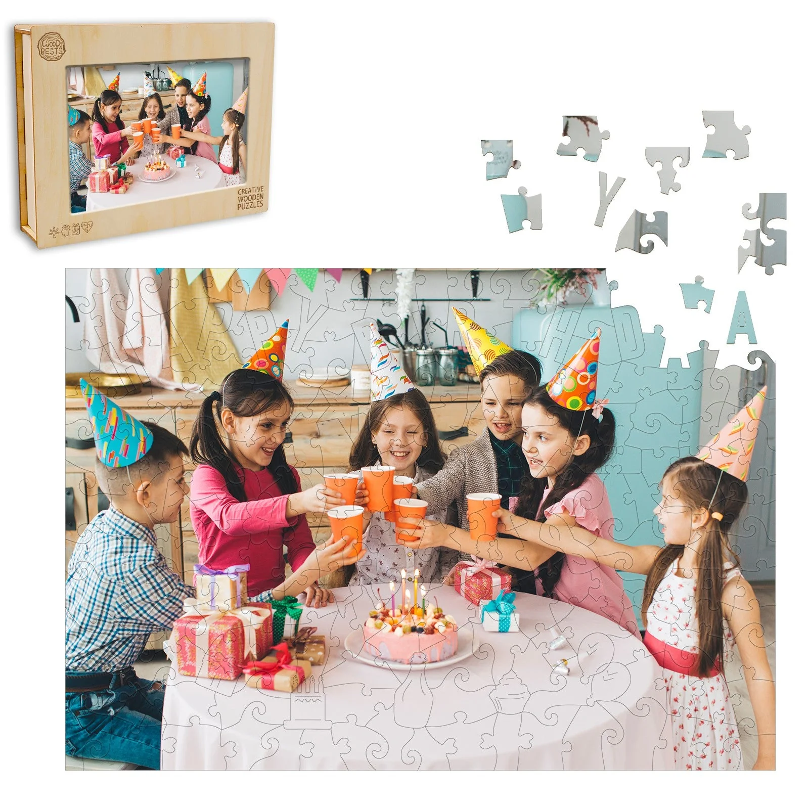 Personalized Photo Wooden Puzzle - Birthday Theme - Image 5