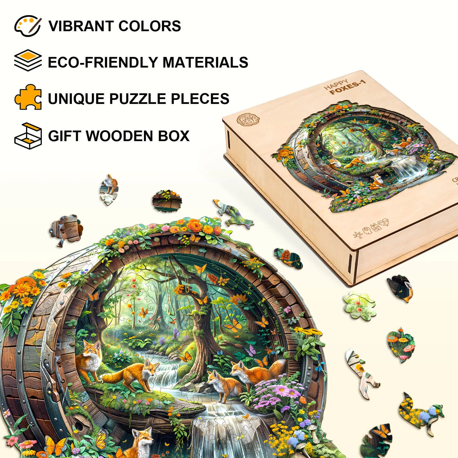 Happy foxes-1 Wooden Jigsaw Puzzle - Image 4