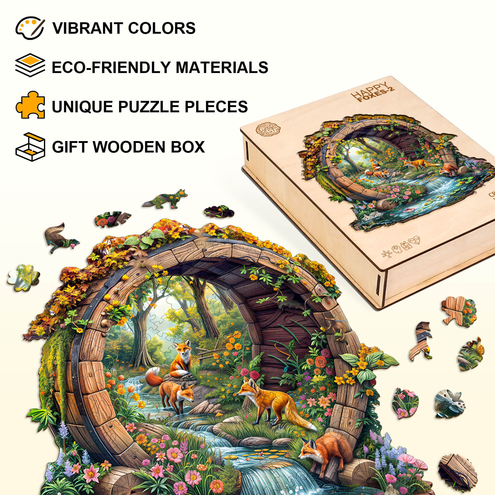 Happy foxes-2 Wooden Jigsaw Puzzle - Image 4