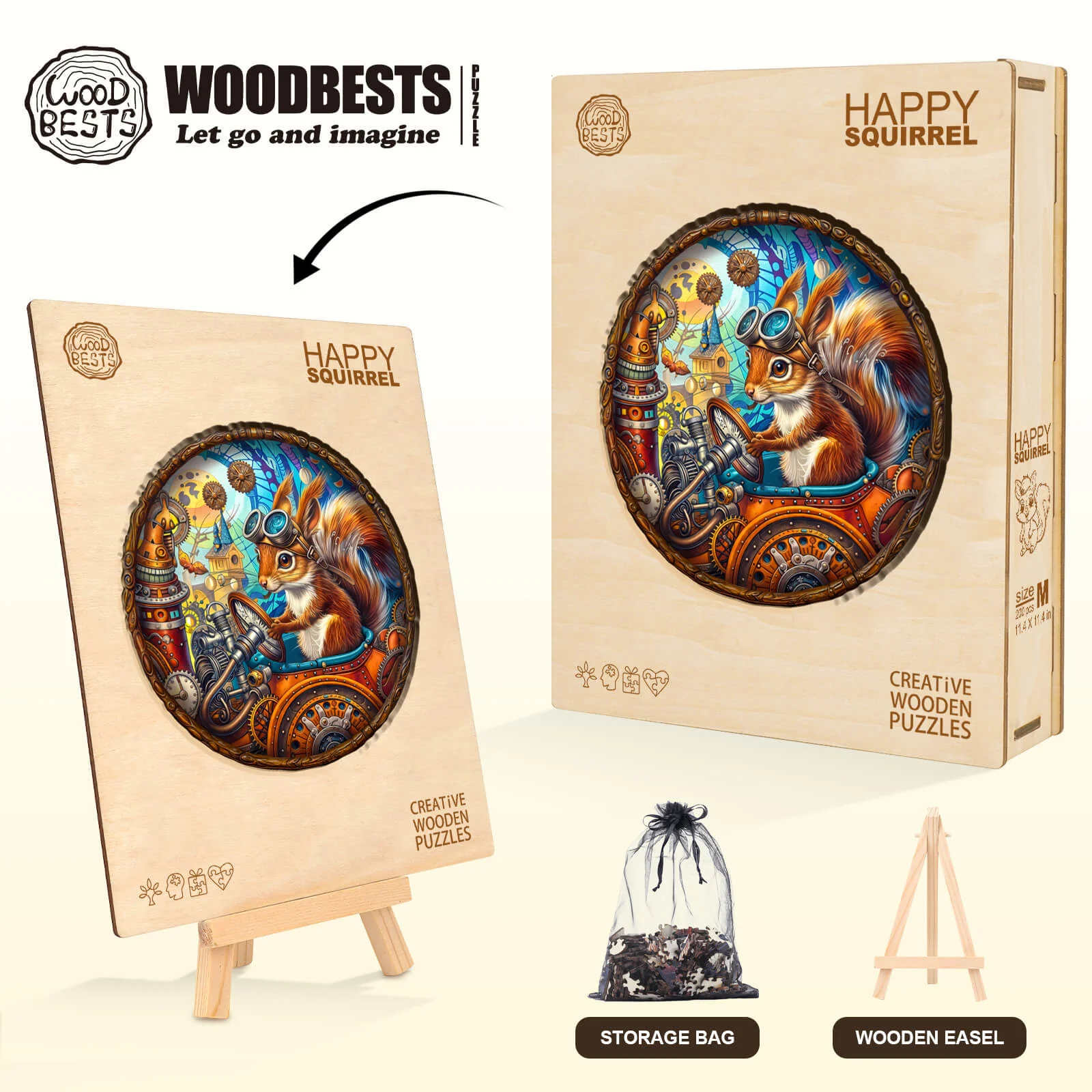 Happy squirrel Wooden Jigsaw Puzzle - Image 6
