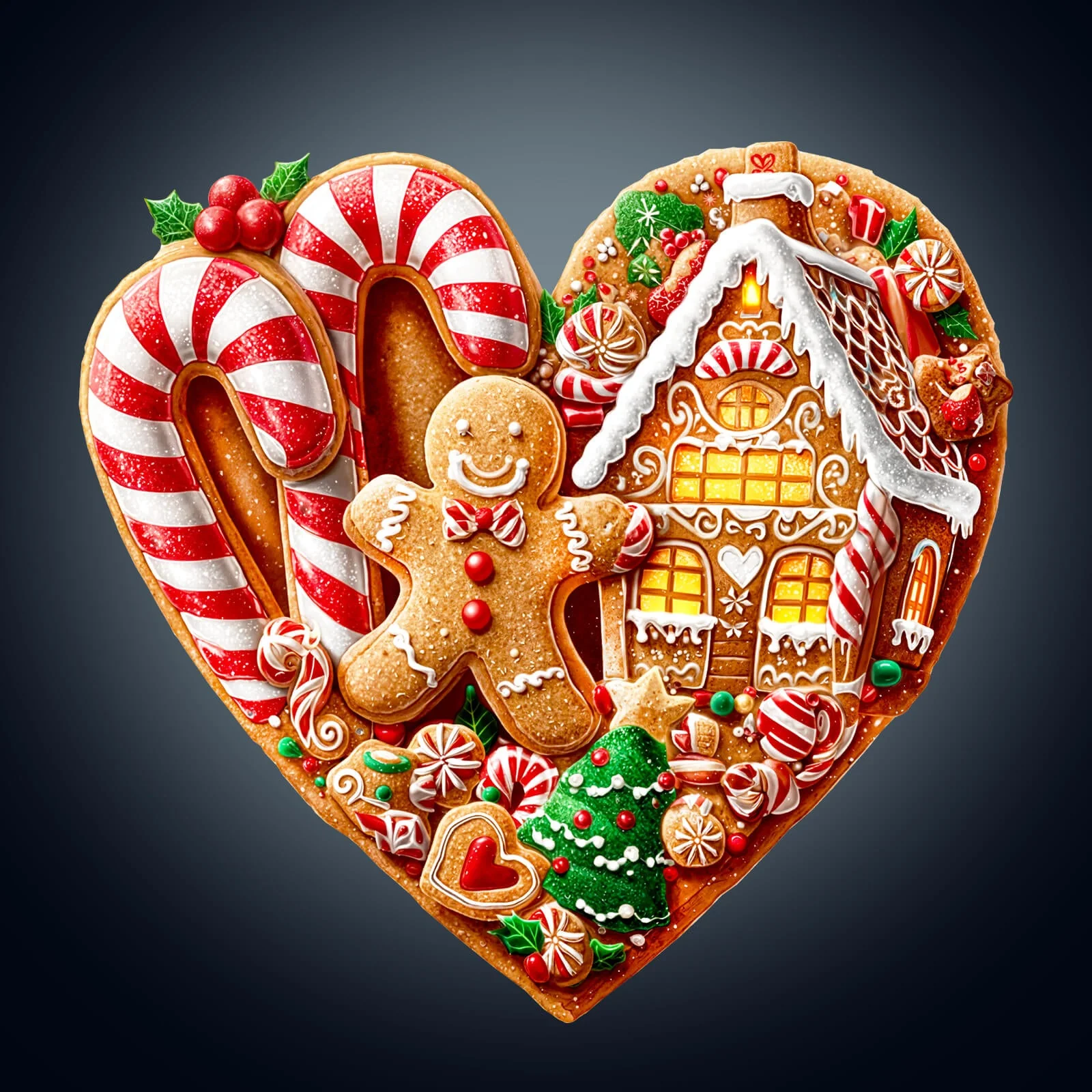 Heart-shaped Christmas cookies Wooden Jigsaw Puzzle - Image 4