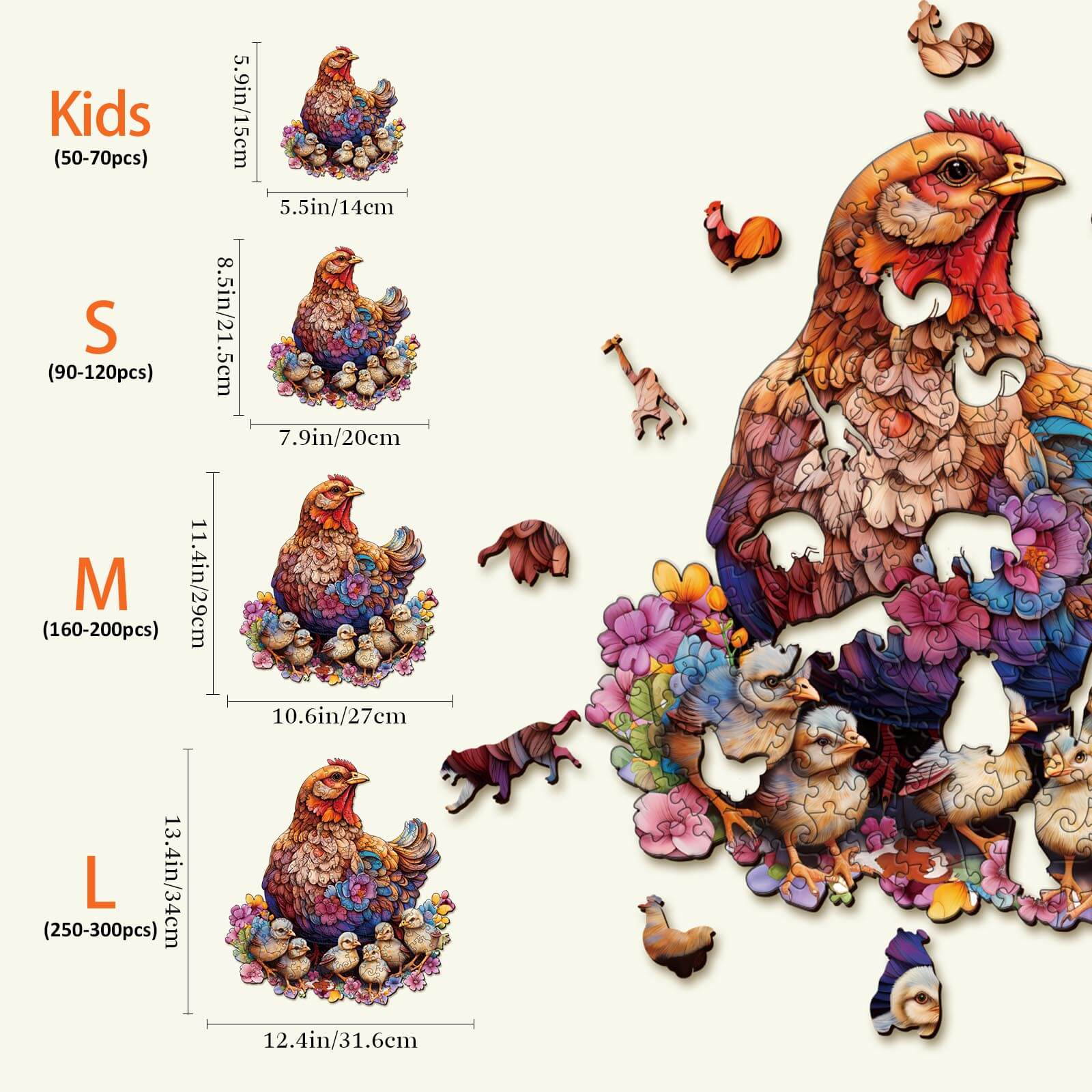 Hens And Chicks Wooden Jigsaw Puzzle - Image 4