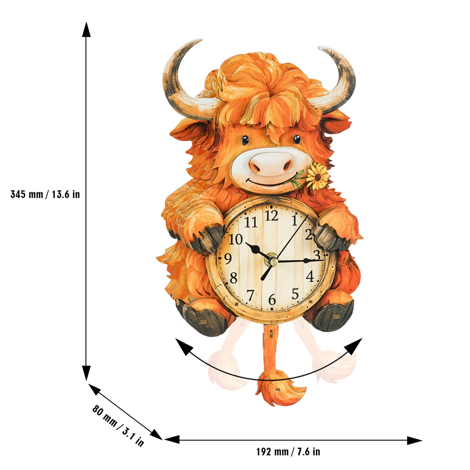 Highland Cattle – DIY Wooden Clock, 3D Puzzle Craft Kit - Image 5
