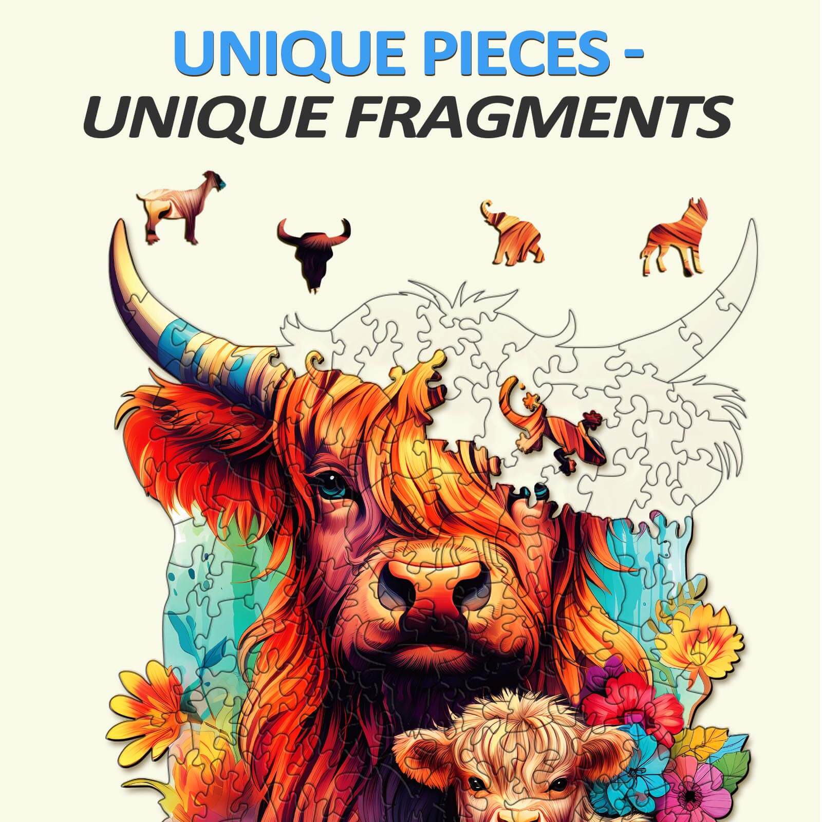 Highland Cattle Family 2 Wooden Jigsaw Puzzle - Image 3