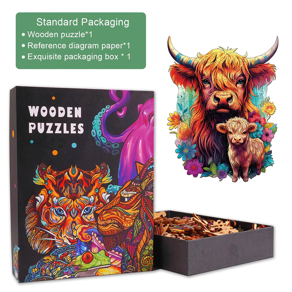Highland Cattle Family 2 Wooden Jigsaw Puzzle - Image 6