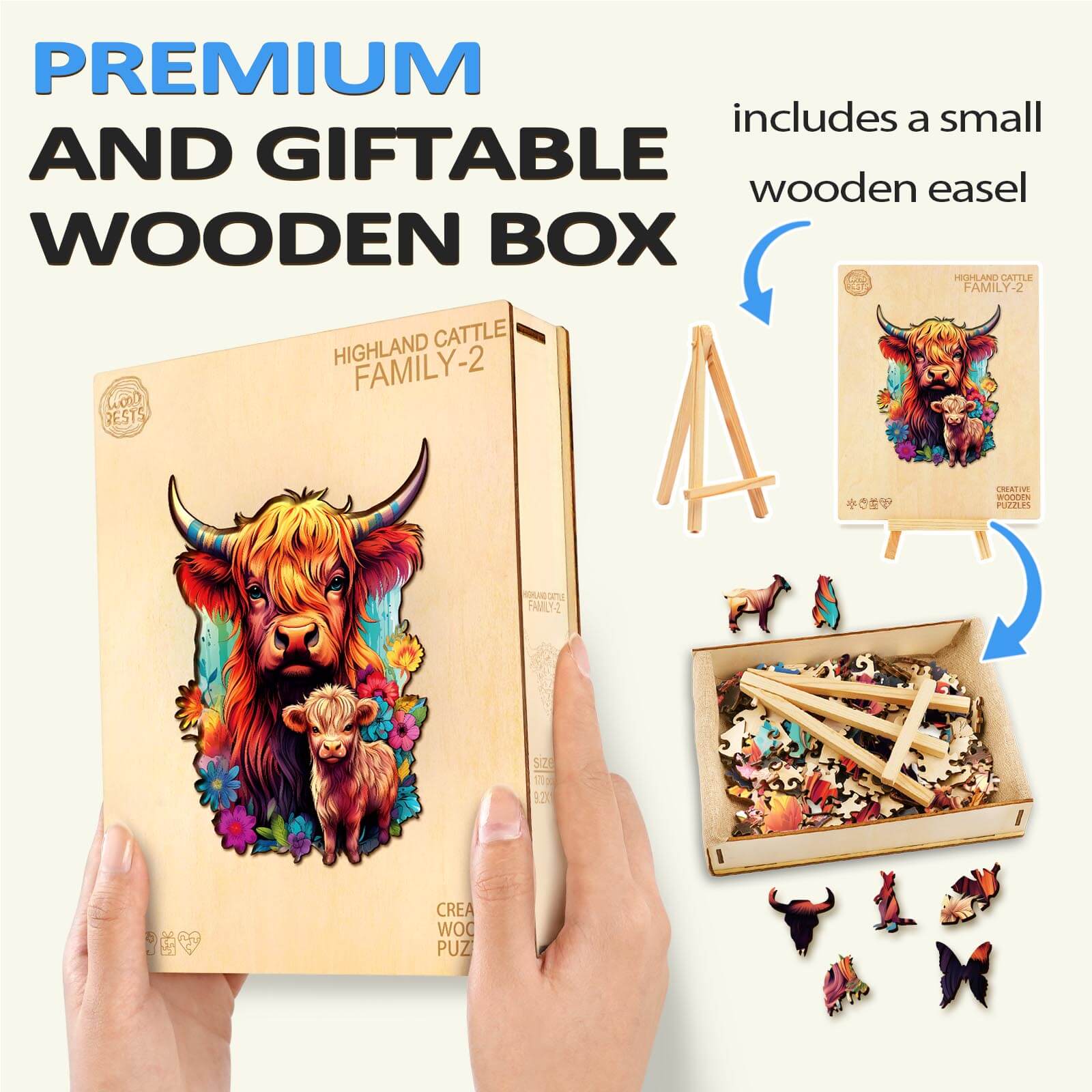 Highland Cattle Family 2 Wooden Jigsaw Puzzle - Image 7