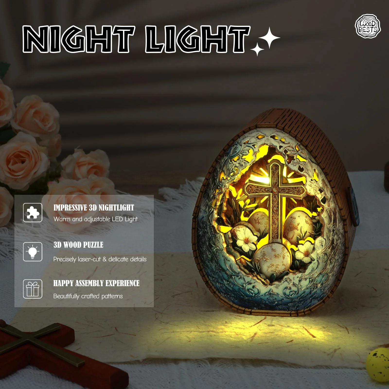 Holy Easter Eggs Kit - 3D Wooden Puzzle Night Light - Image 5