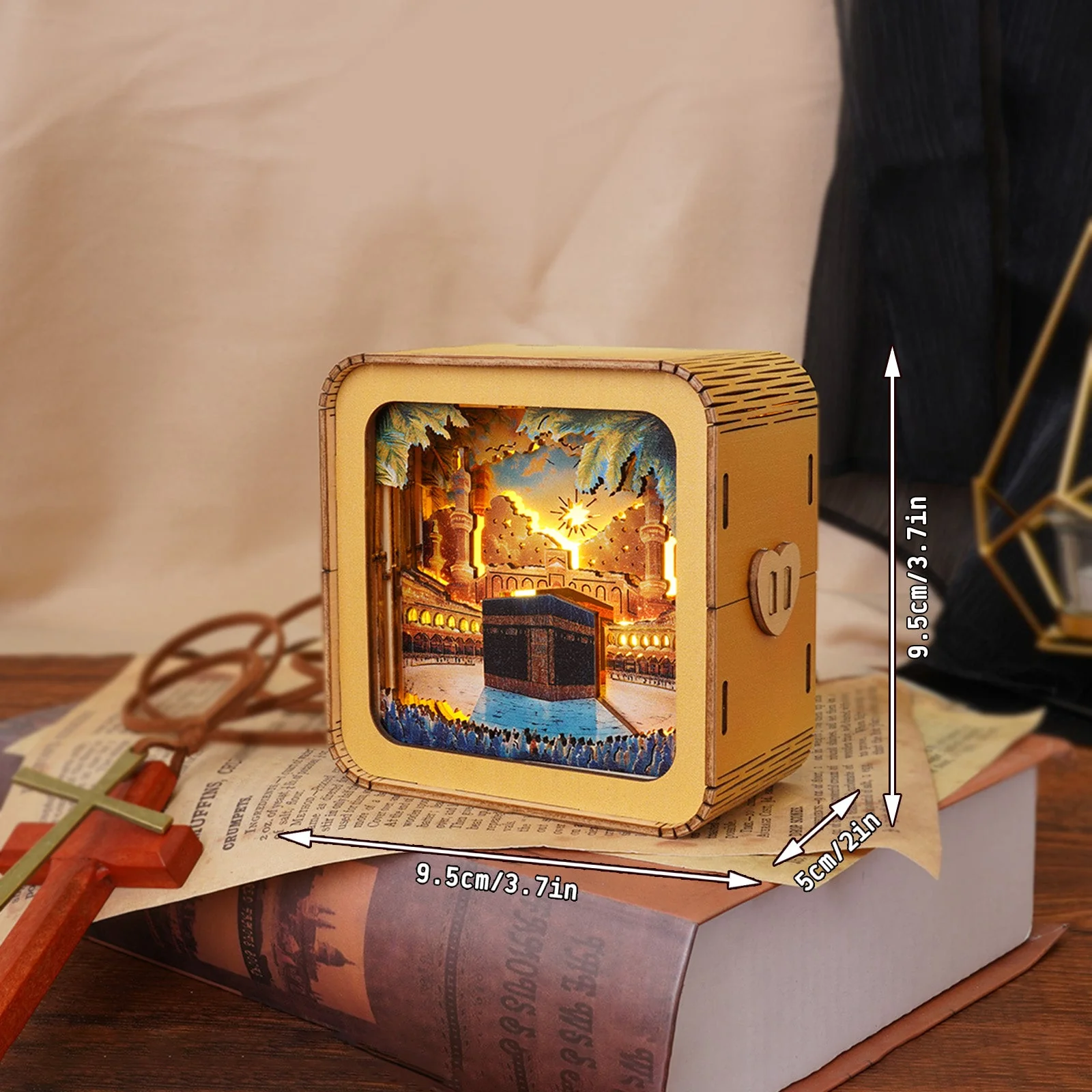 Holy MAKKAH Kit - 3D Wooden Puzzle Night Light - Image 3