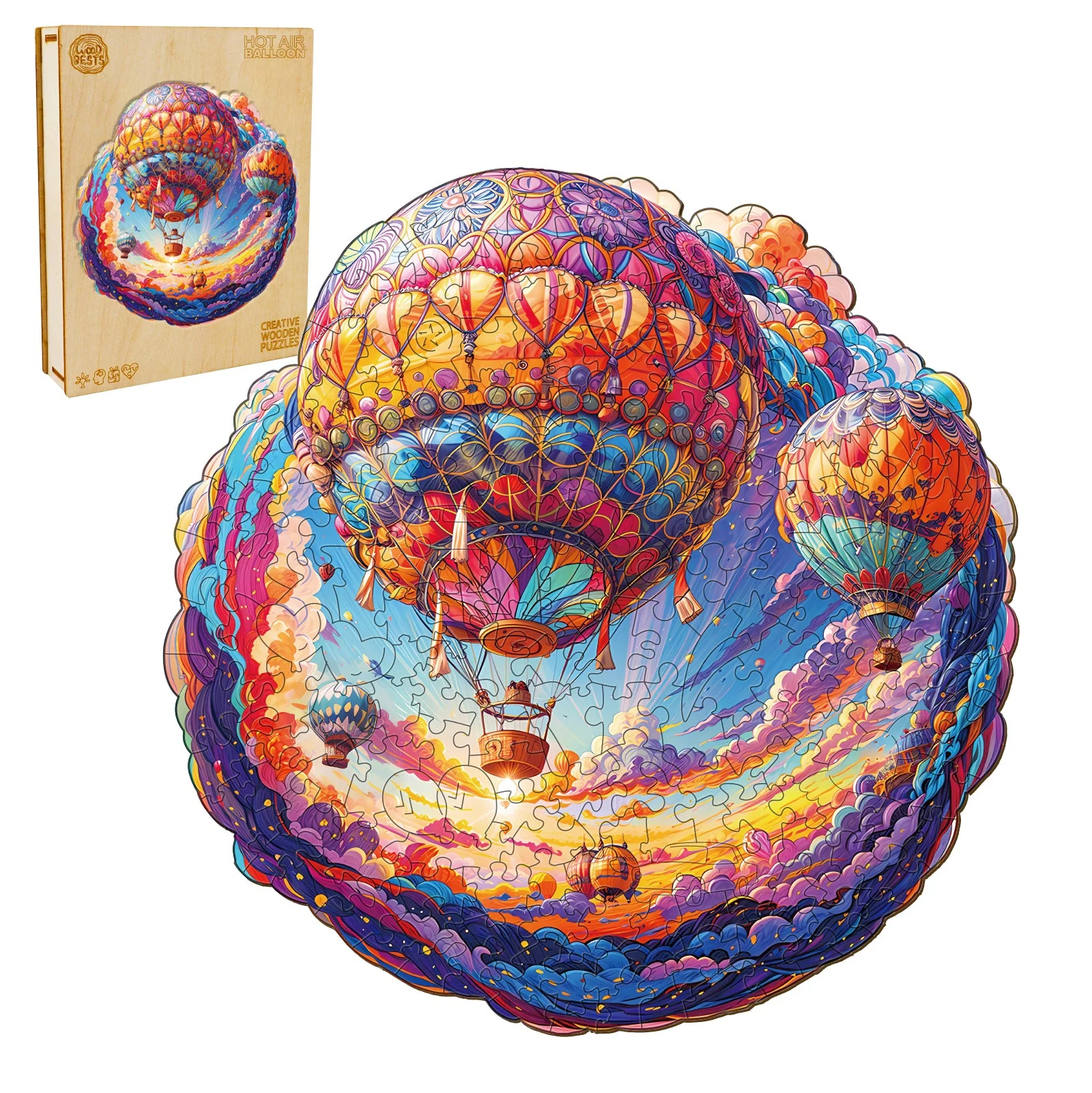 Hot Air Balloon Wooden Jigsaw Puzzle - Image 3