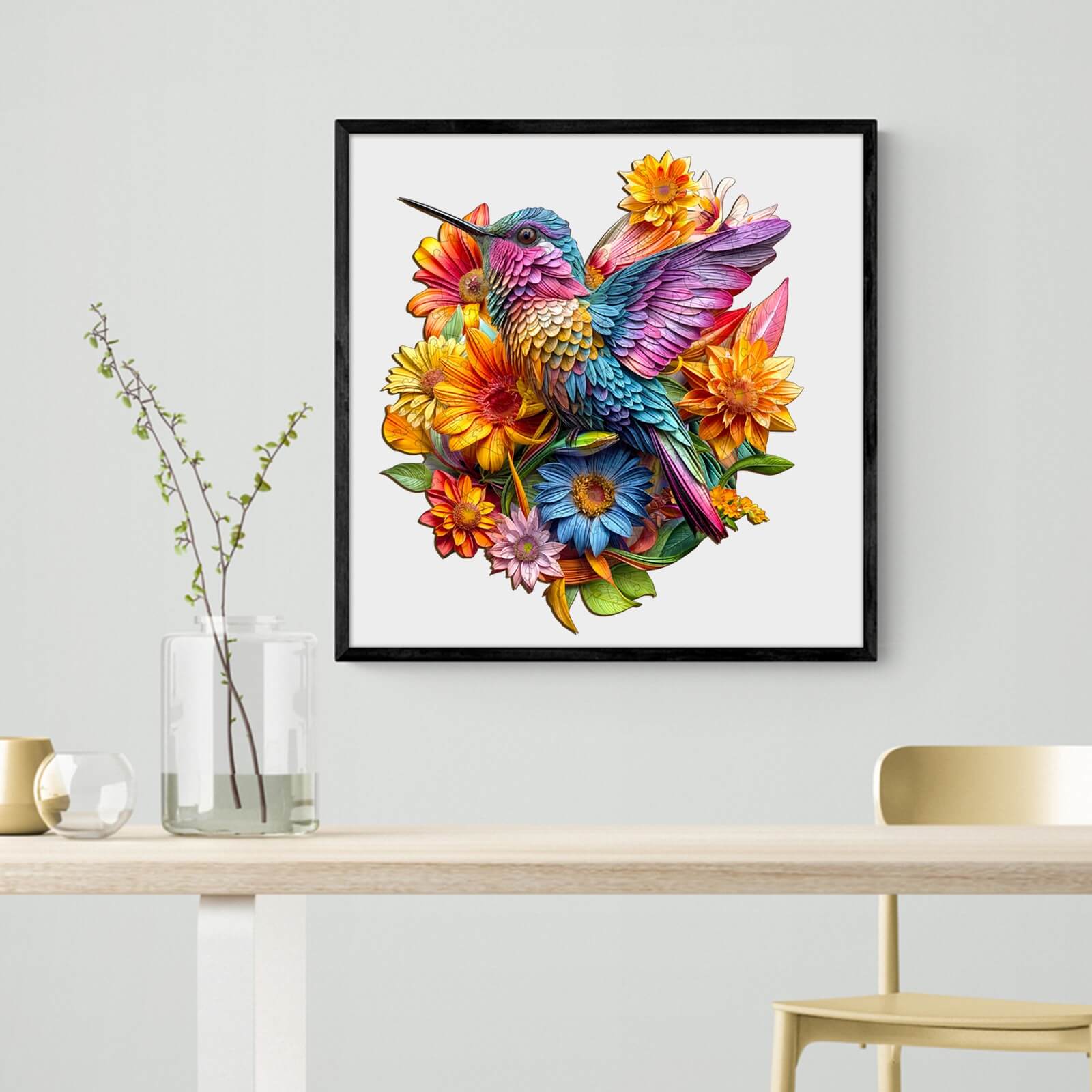 Hummingbird and Flowers Wooden Jigsaw Puzzle - Image 9