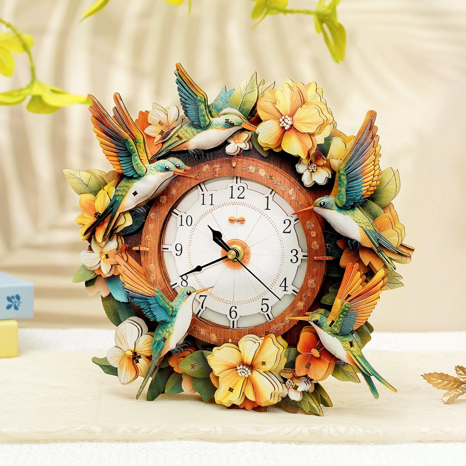 Hummingbird– DIY Wooden Clock, 3D Puzzle Craft Kit - Image 2